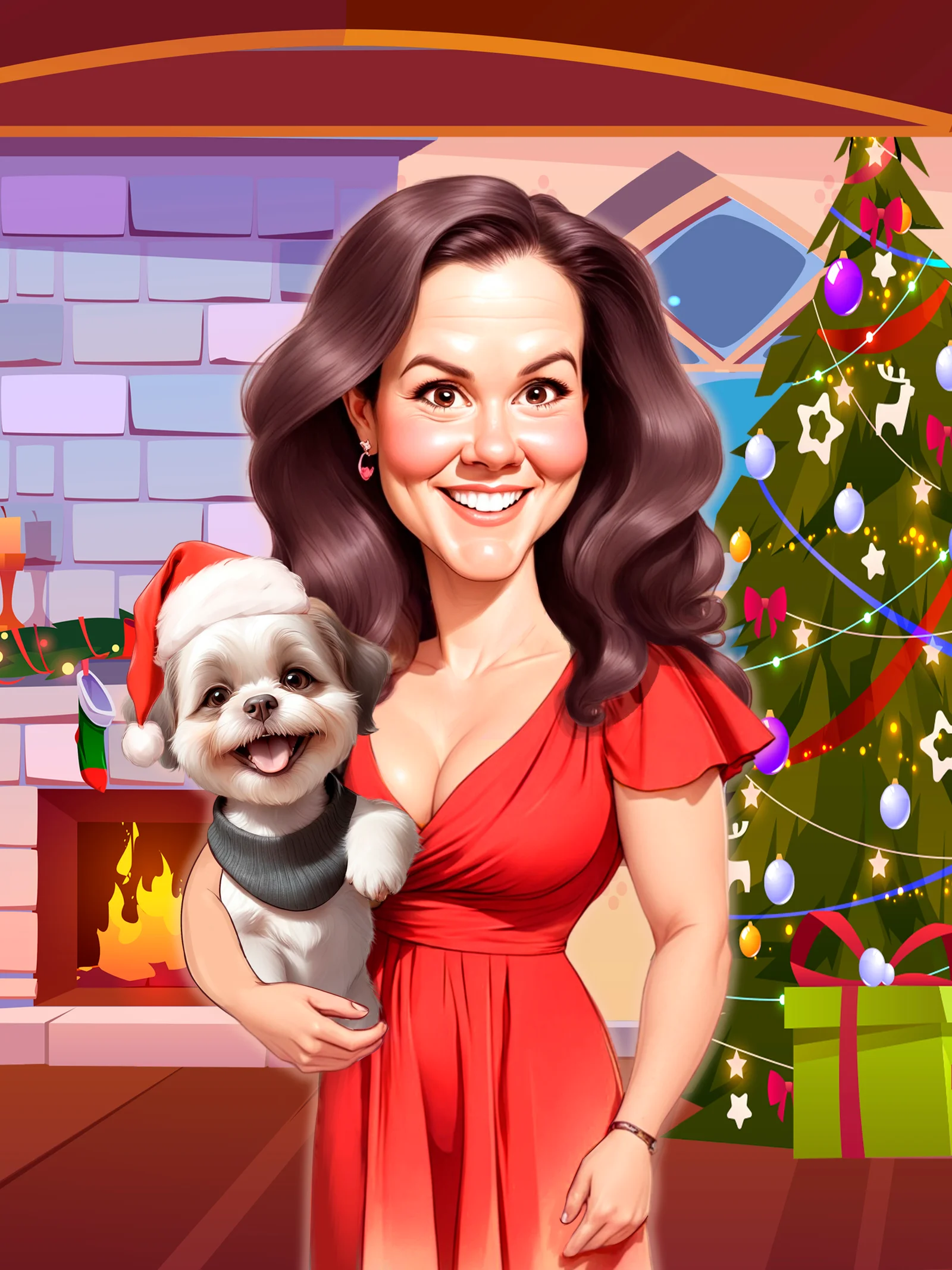 Custom Pet & Owner Caricature from Photo — Dog And Me Personalized Portrait Gift