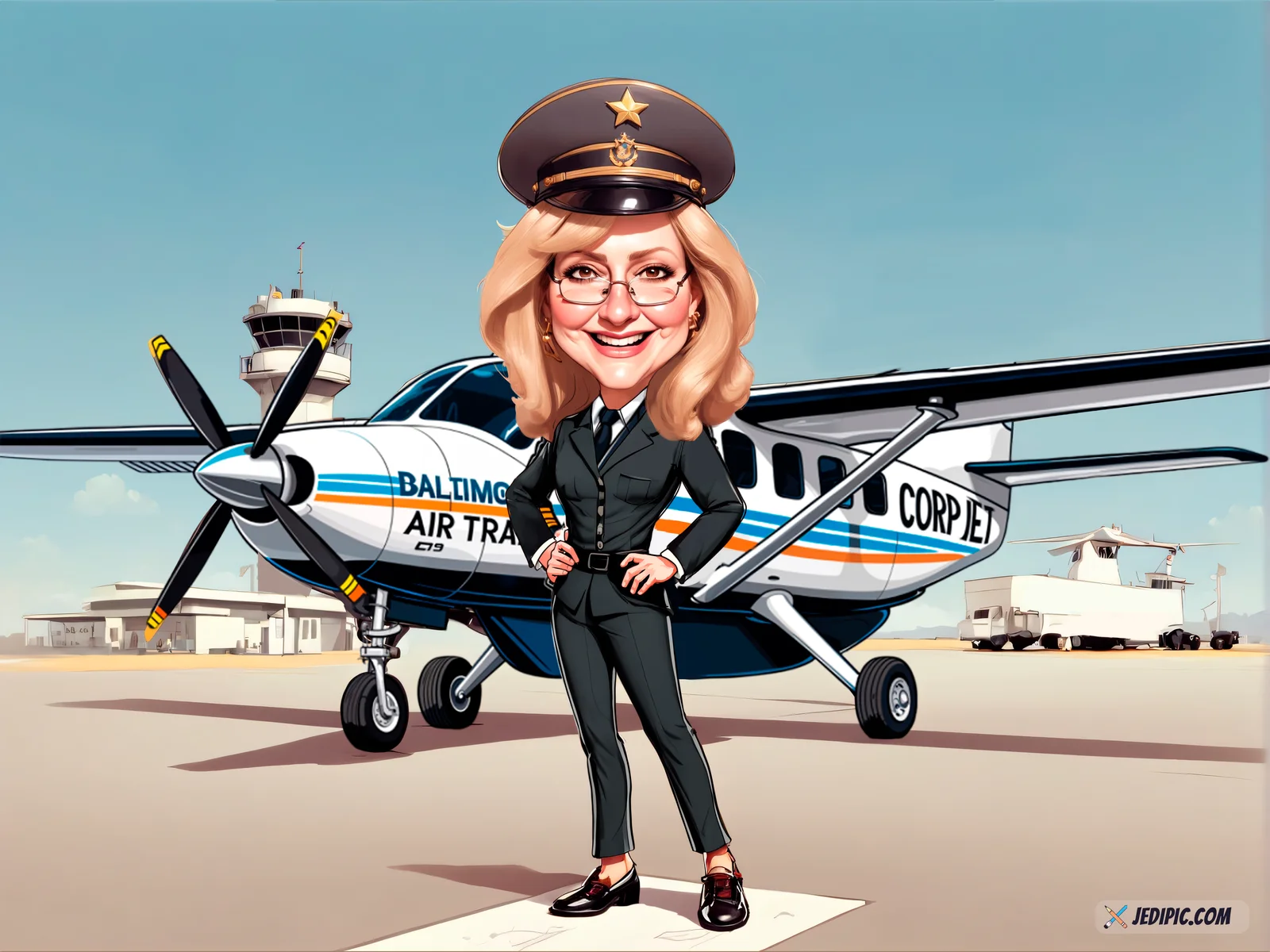 Custom Pilot Caricature from Photo — Cockpit Portrait Personalized Portrait Gift