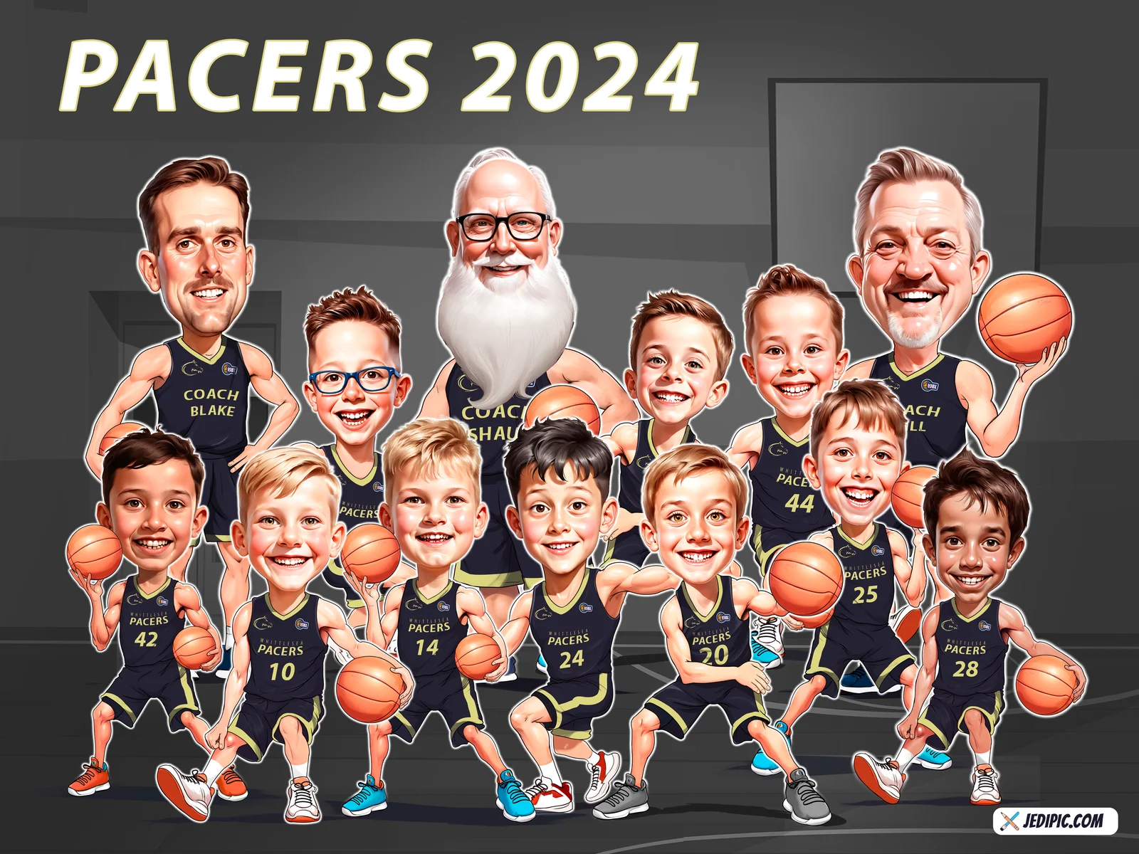 Custom Basketball Caricature from Photo — Jersey Number Personalized Portrait Gift