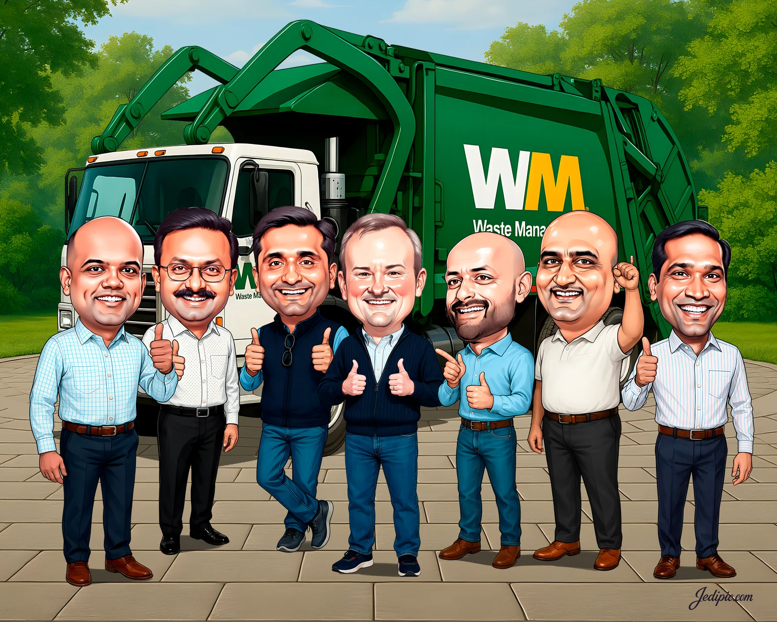 Custom Corporate Team Caricature from Photo — Startup Squad Personalized Portrait Gift