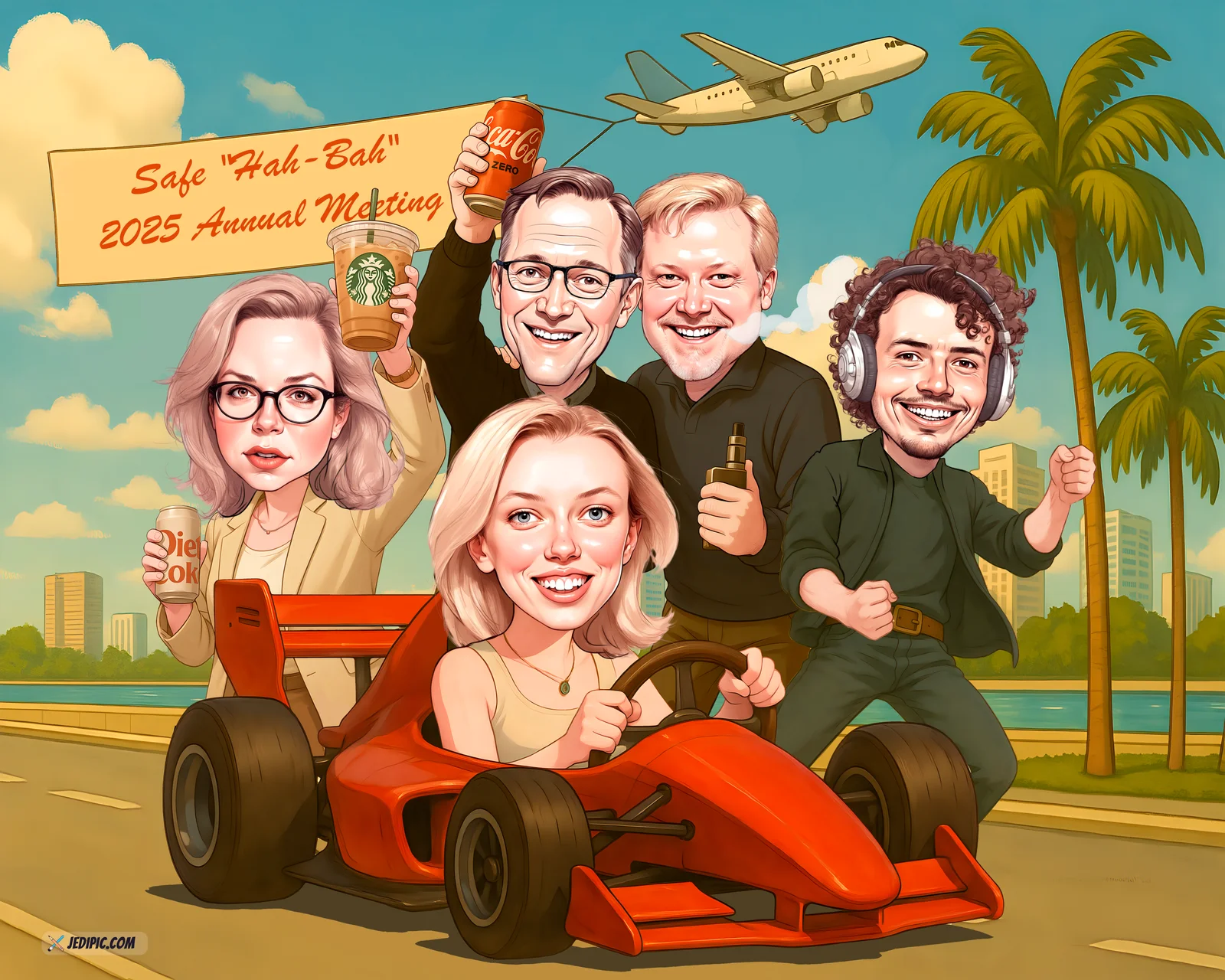 Custom Corporate Event Caricature from Photo — Company Gala Personalized Portrait Gift
