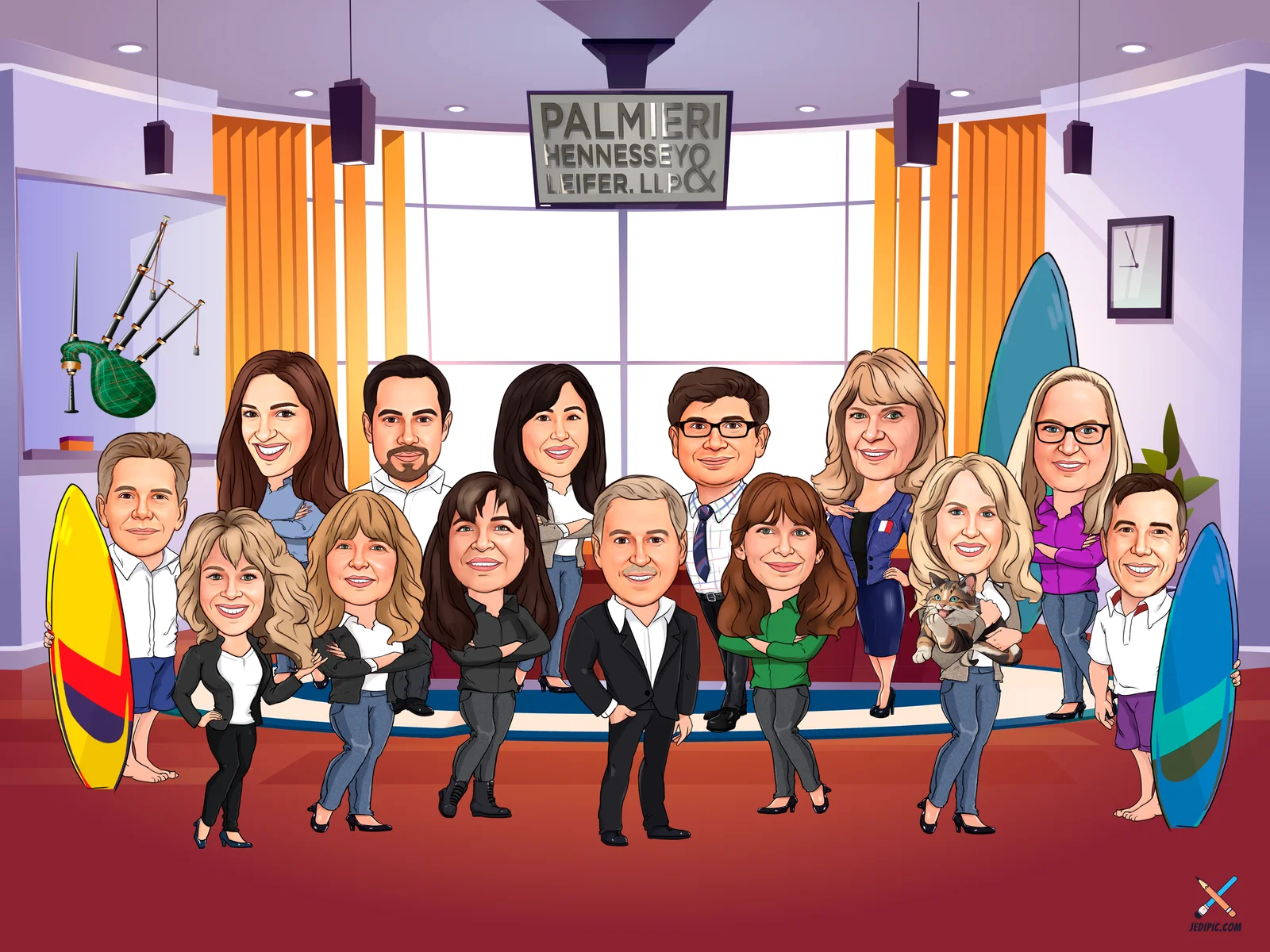 Custom Corporate Team Caricature from Photo — Boardroom Bunch Personalized Portrait Gift