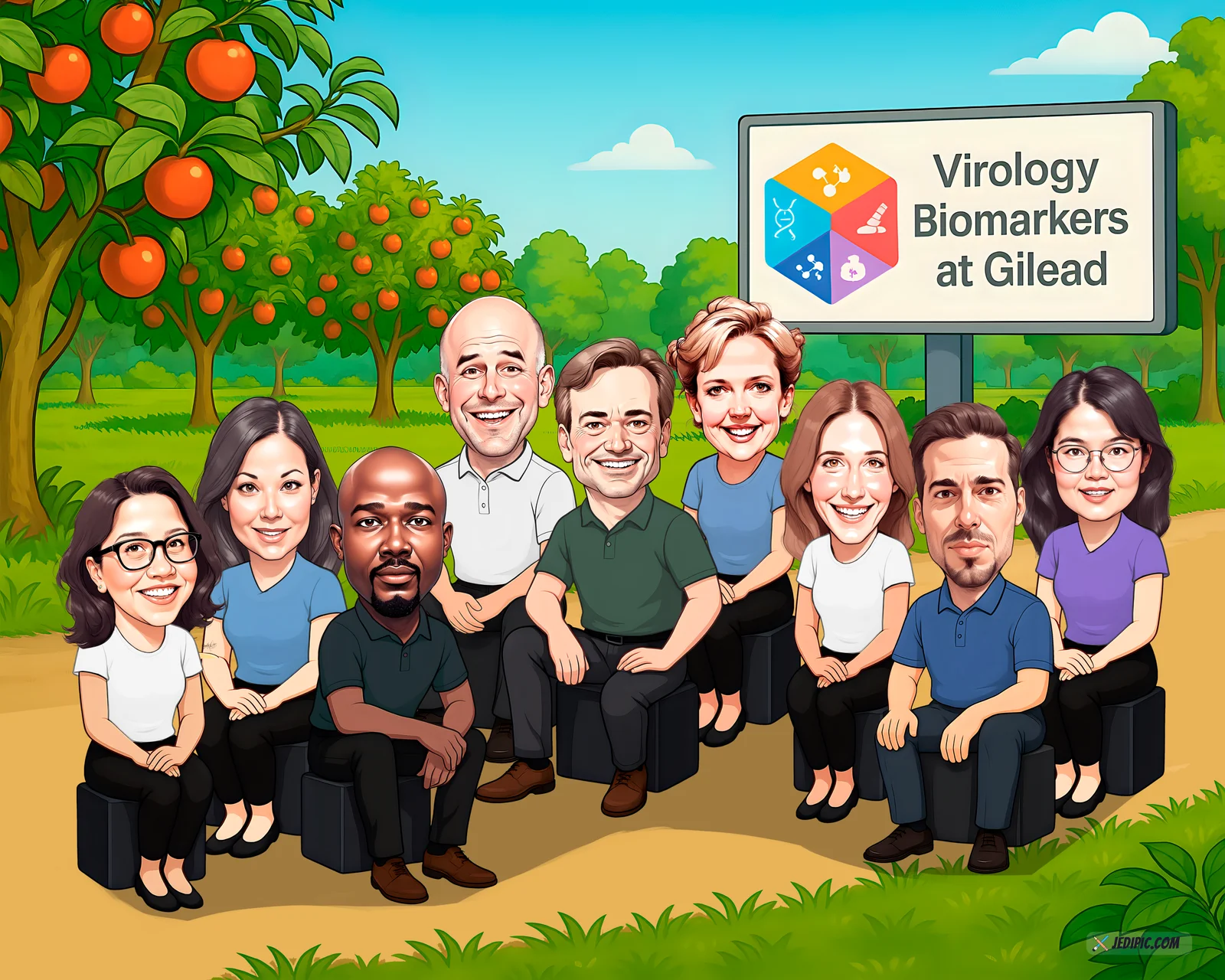 Custom Corporate Team Caricature from Photo — Office Crew Personalized Portrait Gift — Design 2
