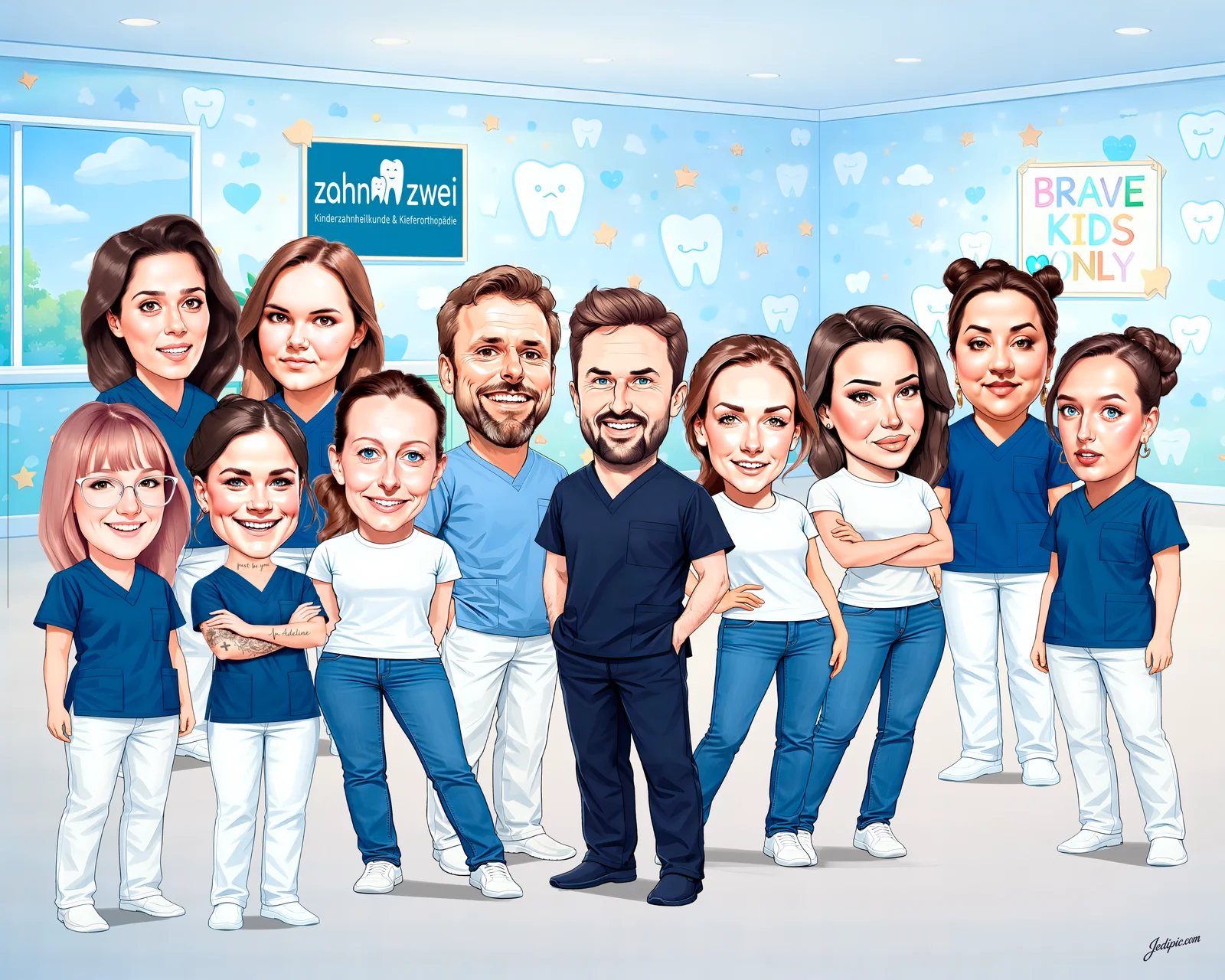 Custom Dentist Caricature from Photo — Bright Smile Personalized Portrait Gift