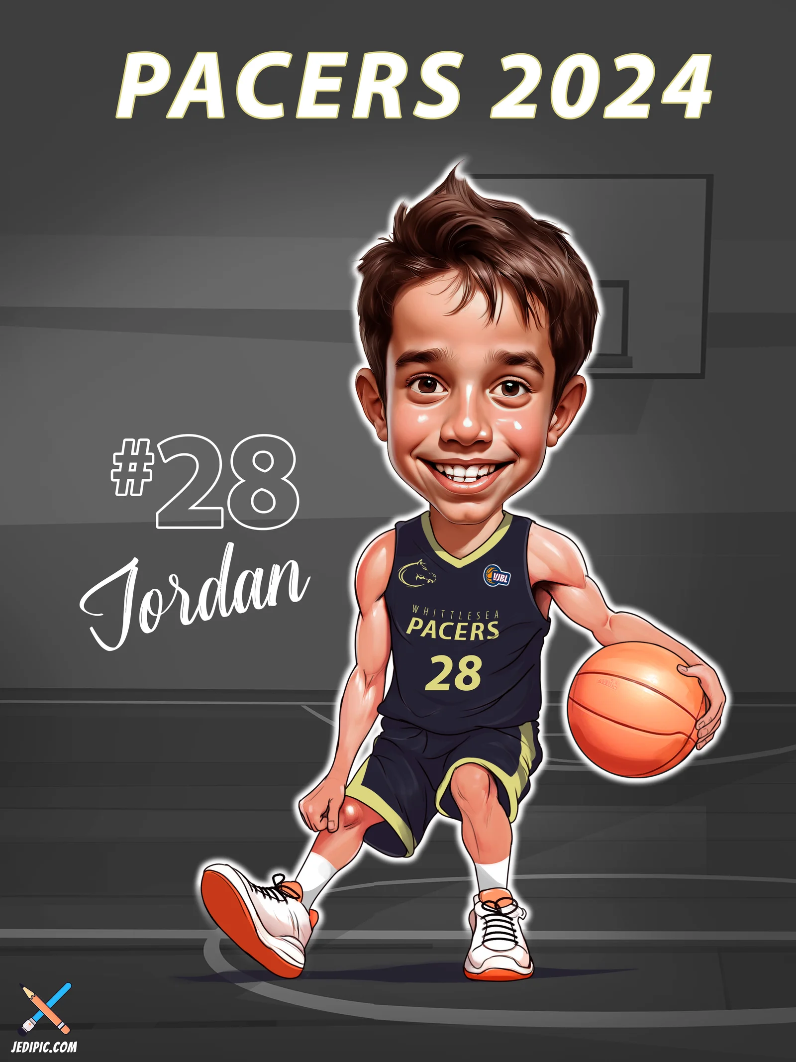 Custom Basketball Caricature from Photo — Buzzer Beater Personalized Portrait Gift