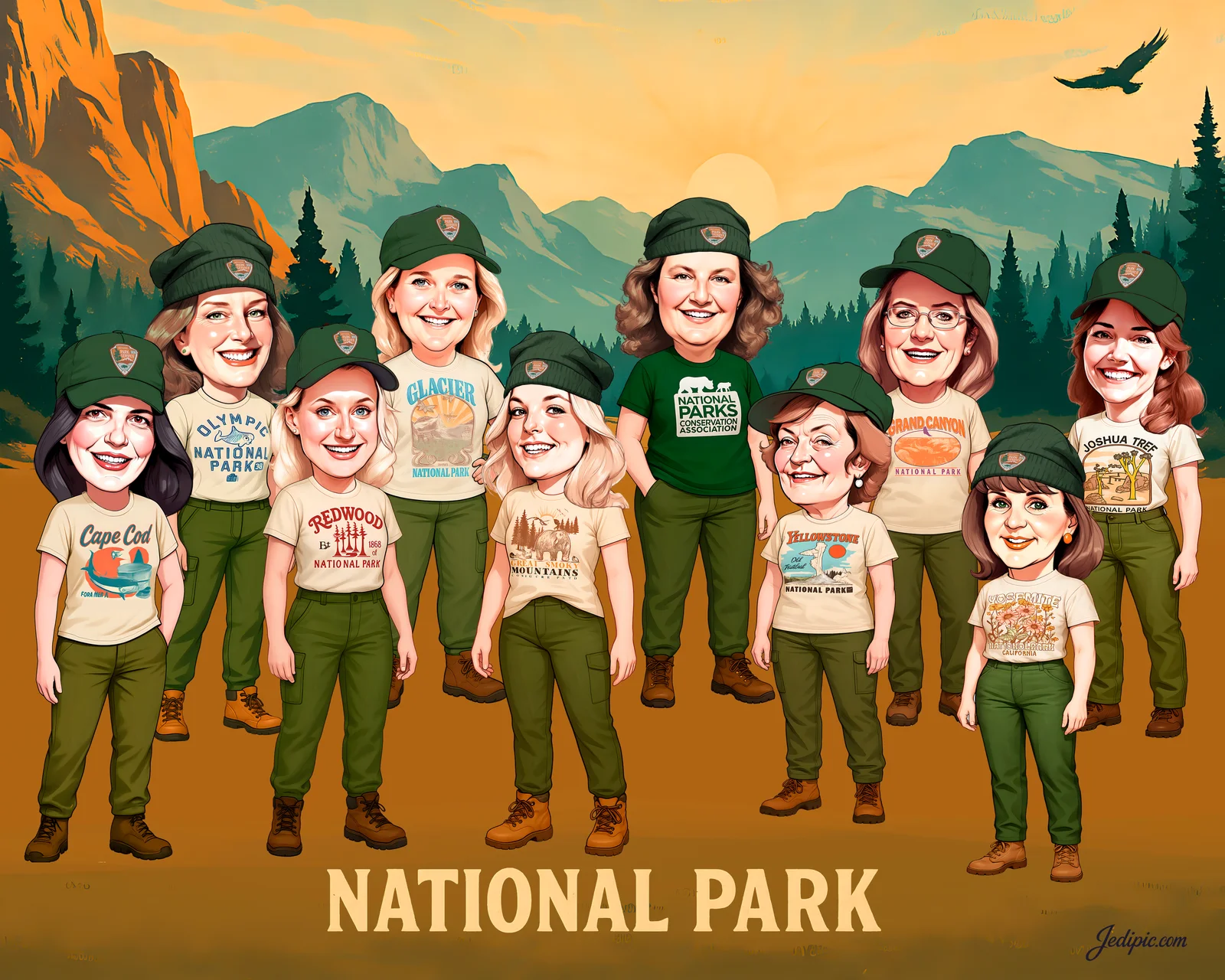 Custom Corporate Team Caricature from Photo — Company Milestone Personalized Portrait Gift — Design 2
