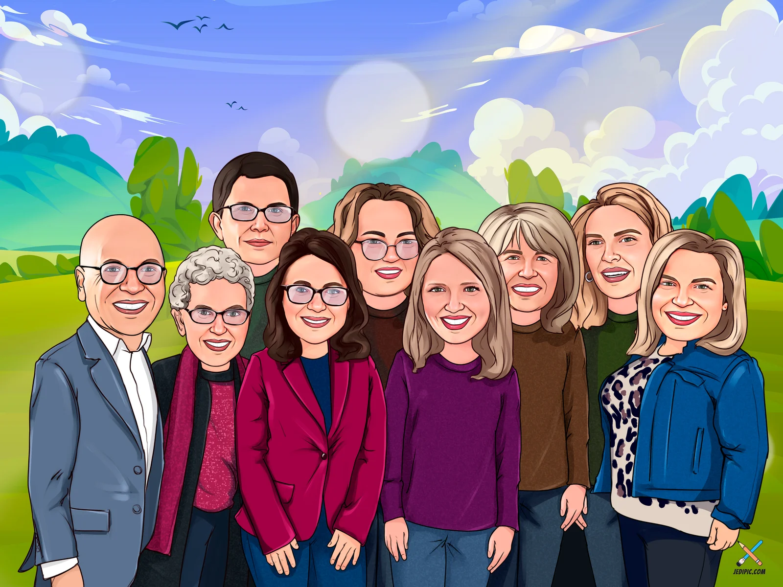 Custom Friends Group Caricature from Photo — Guys Trip Personalized Portrait Gift