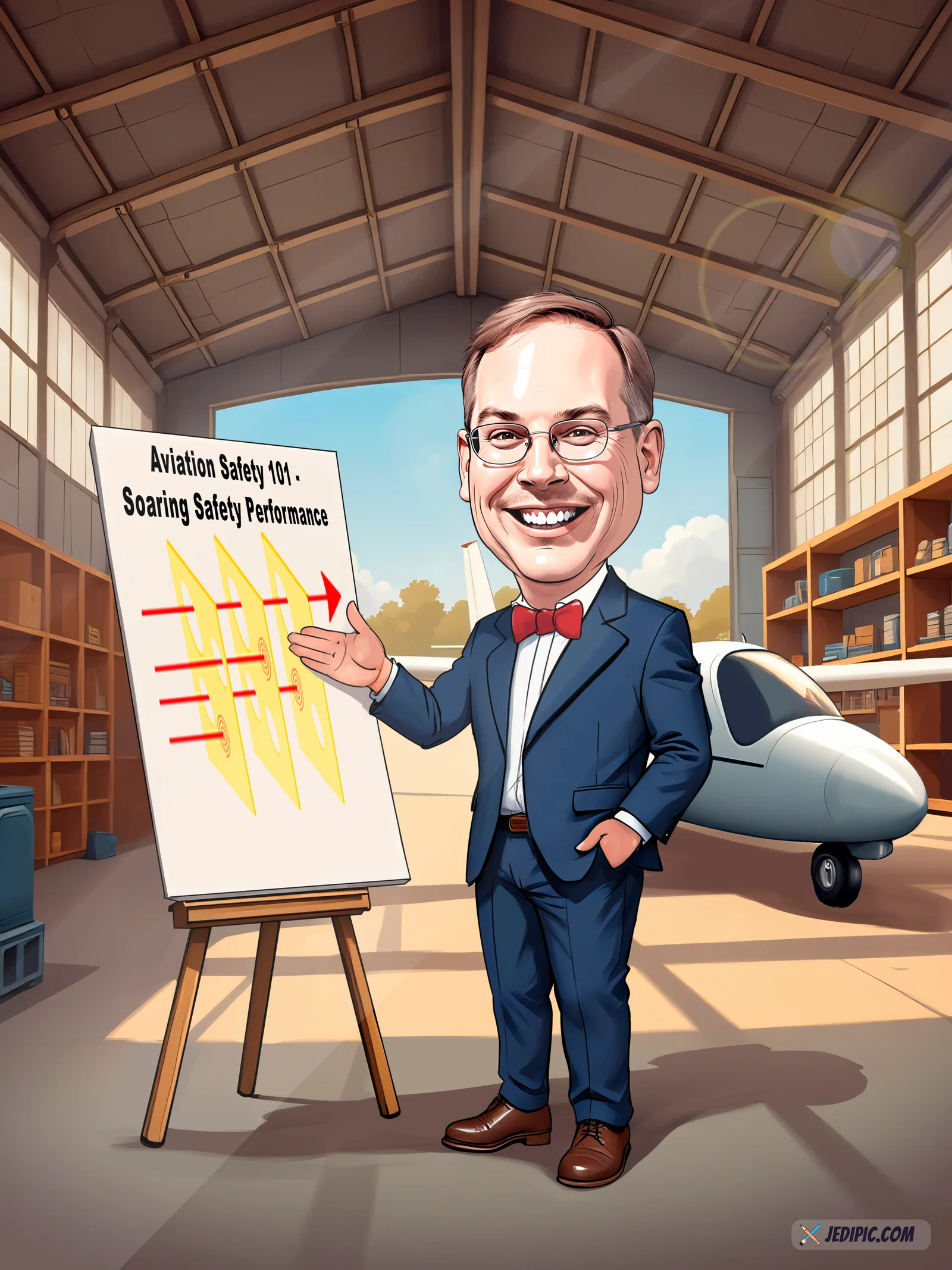Custom Pilot Caricature from Photo — Airline Uniform Personalized Portrait Gift