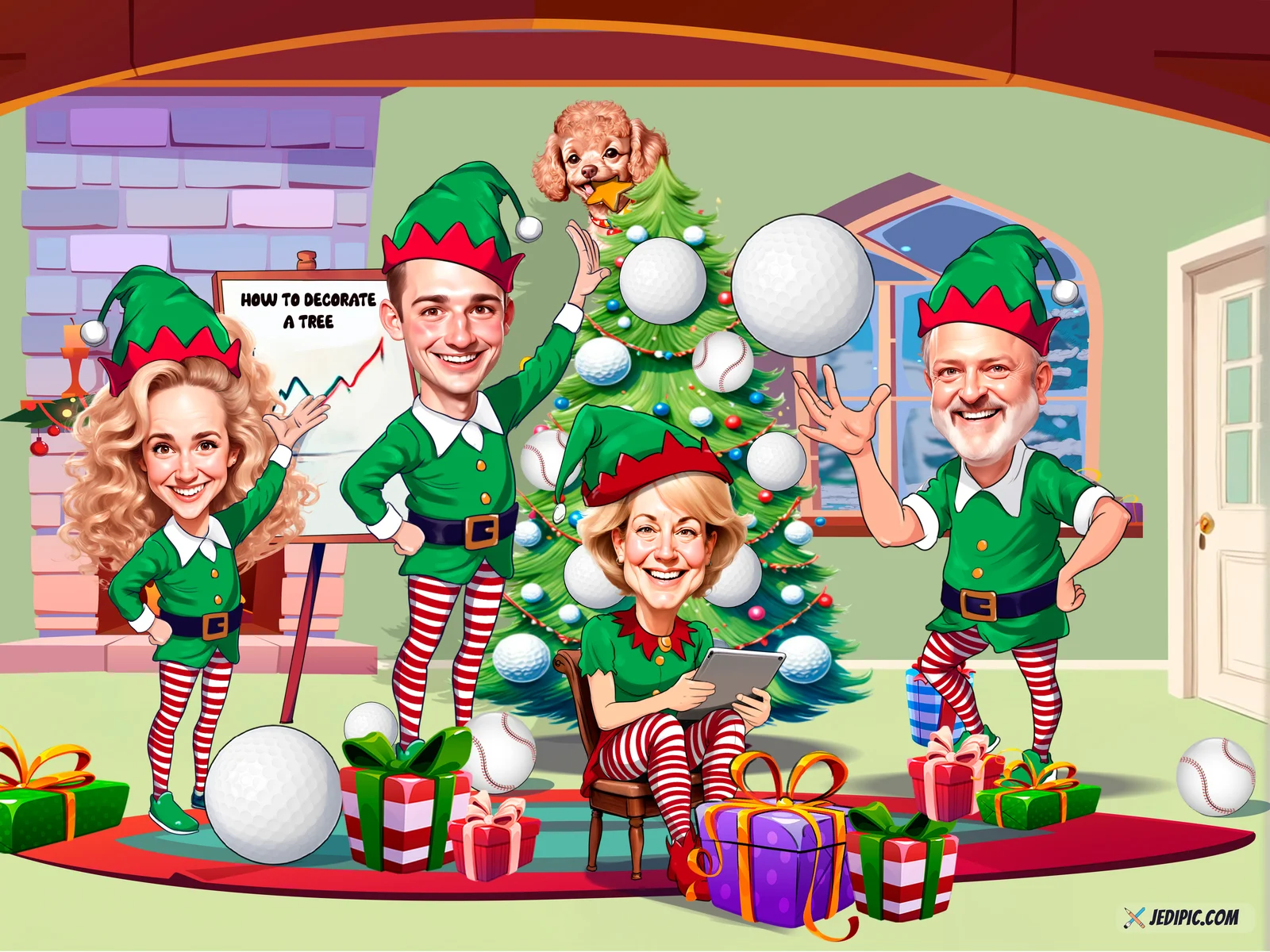 Custom Corporate Team Caricature from Photo — Leadership Group Personalized Portrait Gift — Design 2