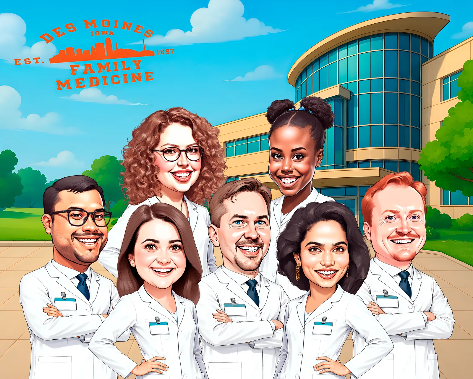 Custom Doctor Caricature from Photo — Stethoscope Pose Personalized Portrait Gift