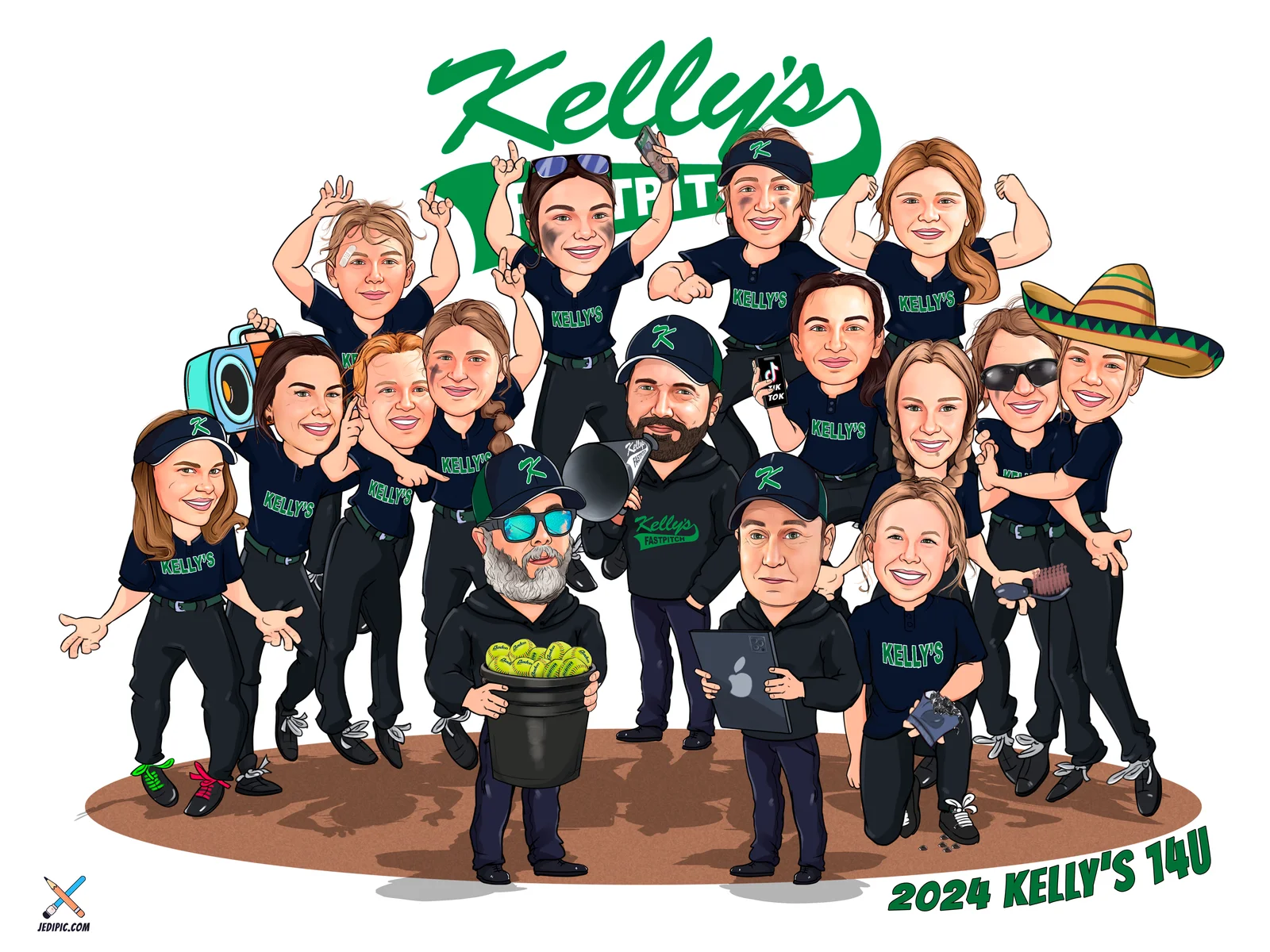 Custom Sports Team Caricature from Photo — Championship Squad Personalized Portrait Gift