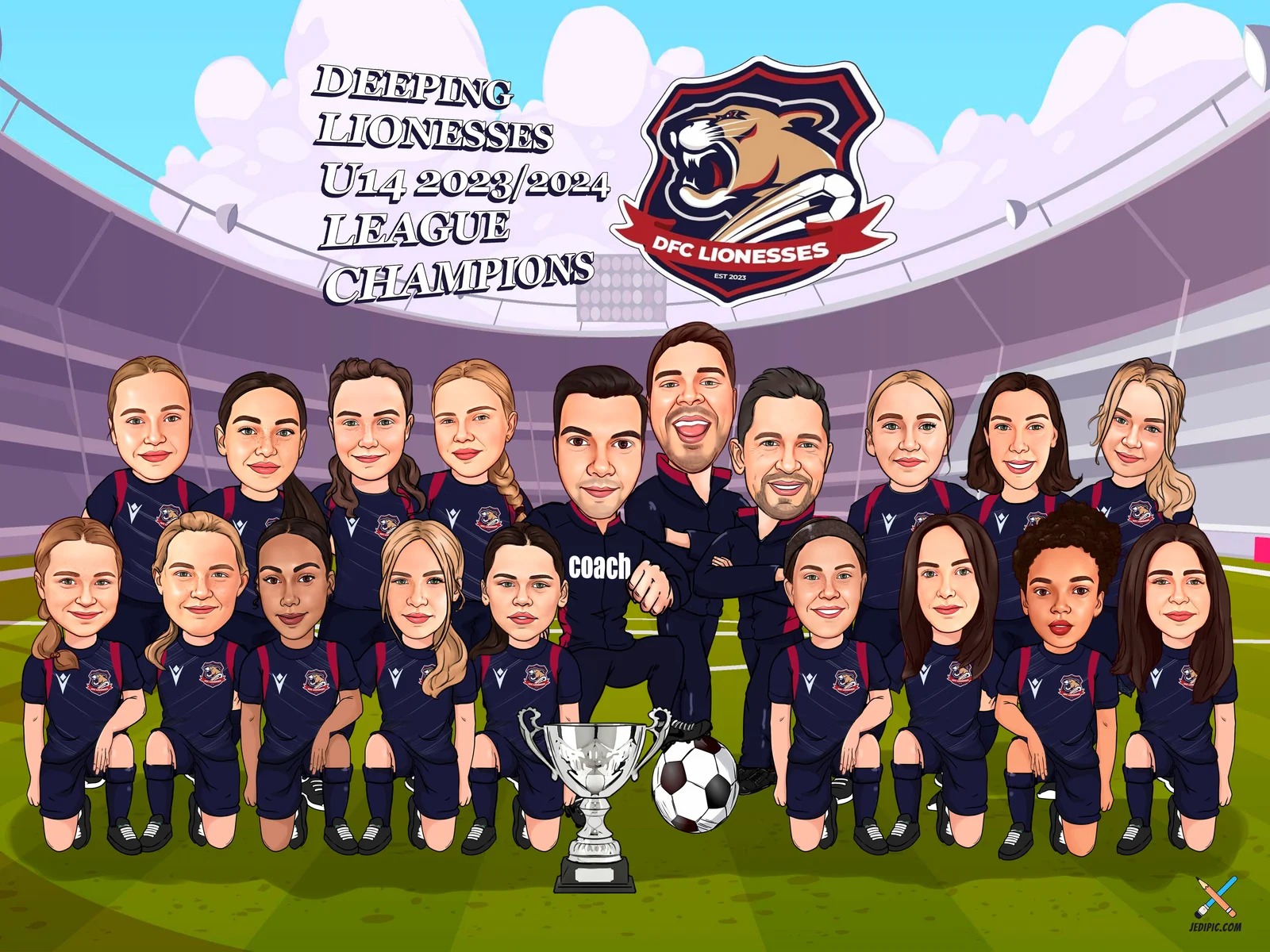 Custom Soccer Caricature from Photo — Team Jersey Personalized Portrait Gift
