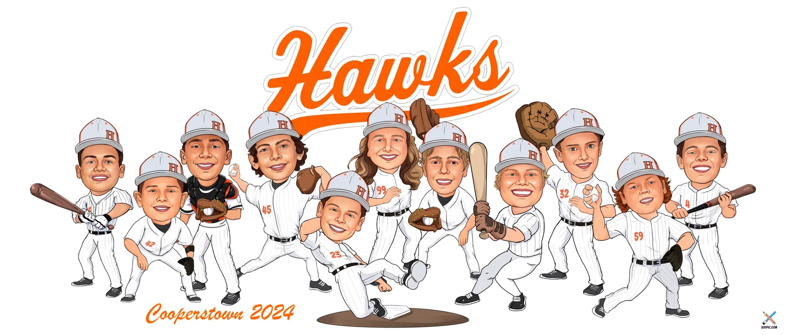 Custom Baseball Caricature from Photo — Batter Up Personalized Portrait Gift