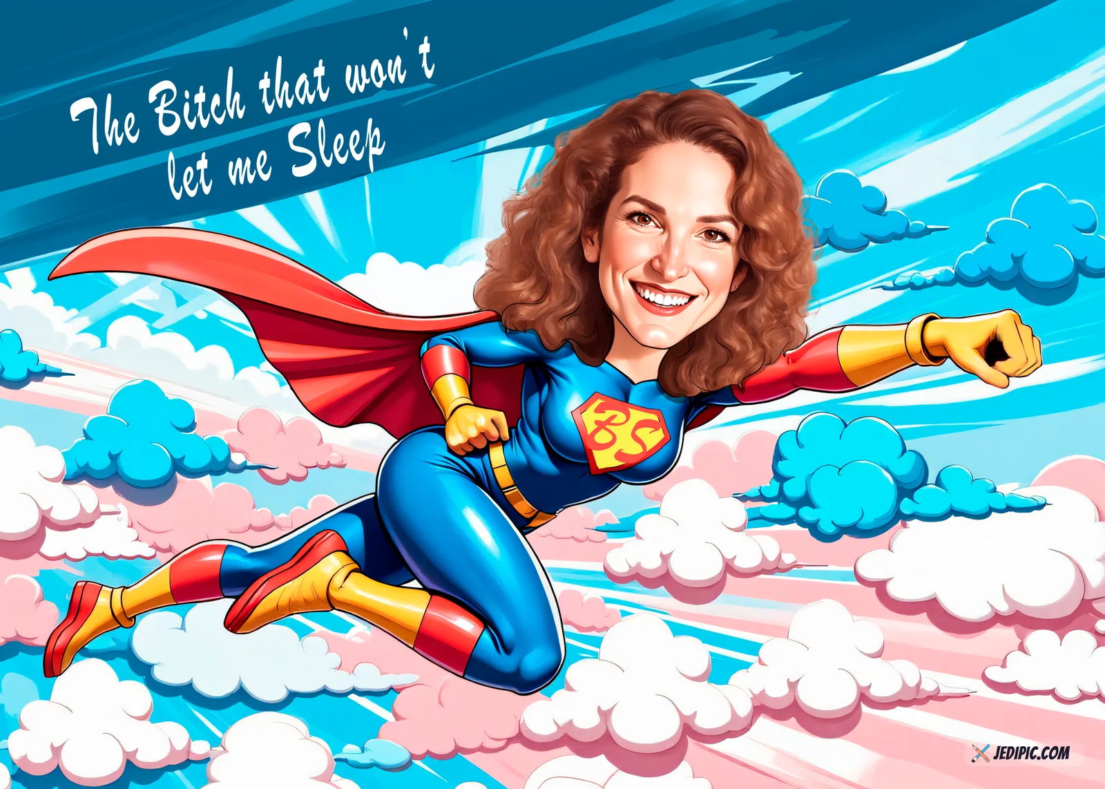 Custom Superhero Caricature from Photo — Cape And Mask Personalized Portrait Gift