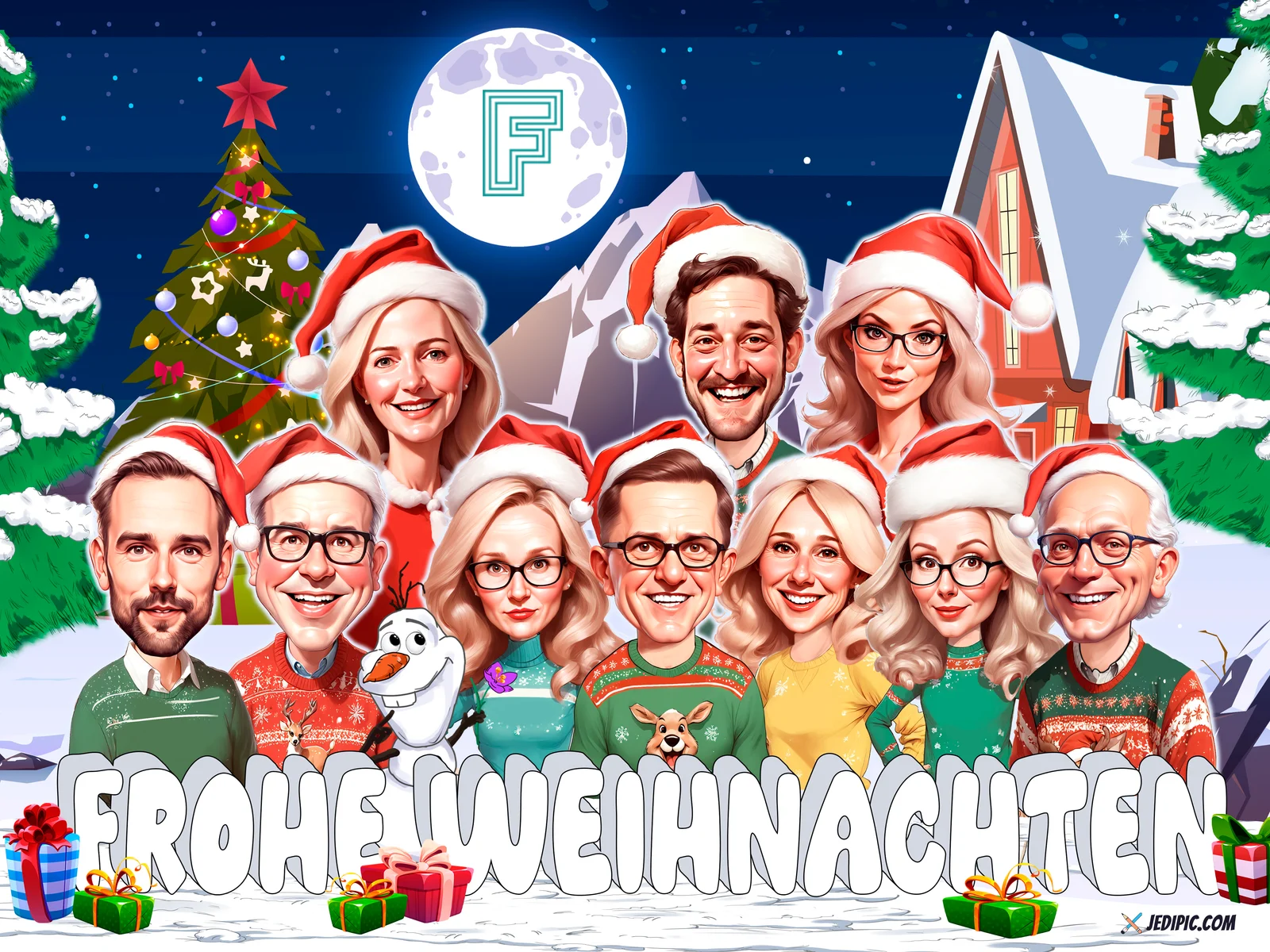 Custom Corporate Team Caricature from Photo — Startup Squad Personalized Portrait Gift — Design 2