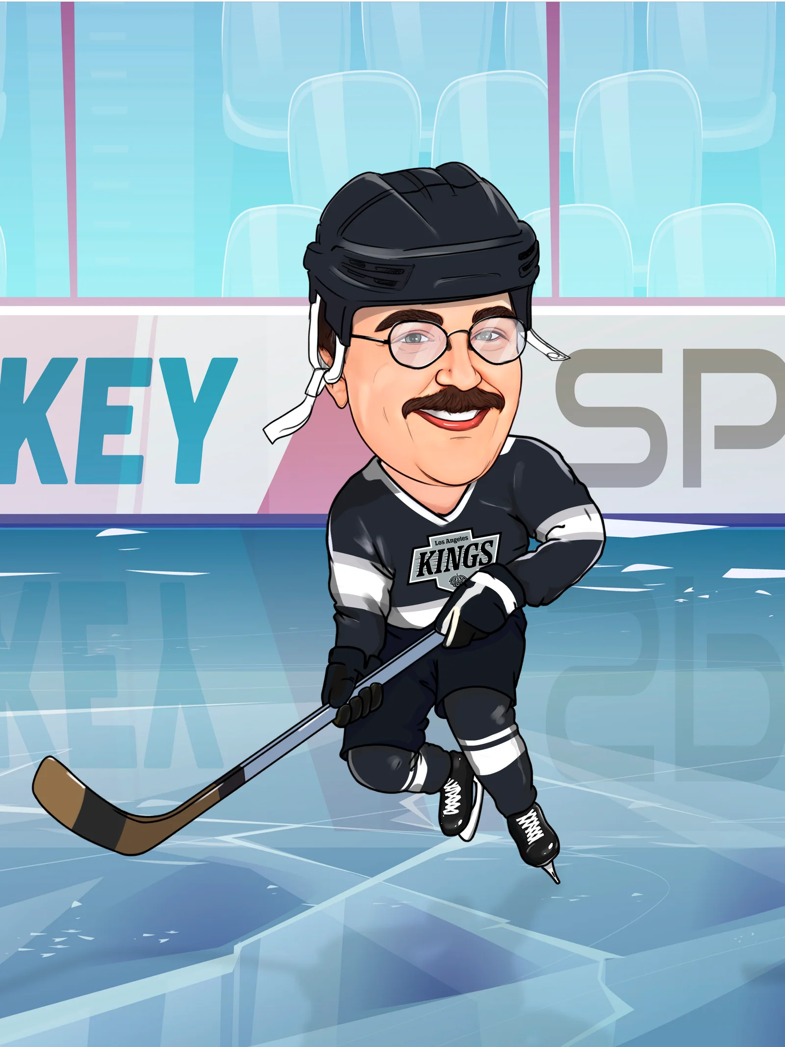 Custom Hockey Player Caricature from Photo - Face-Off Ace Team Trophy Gift