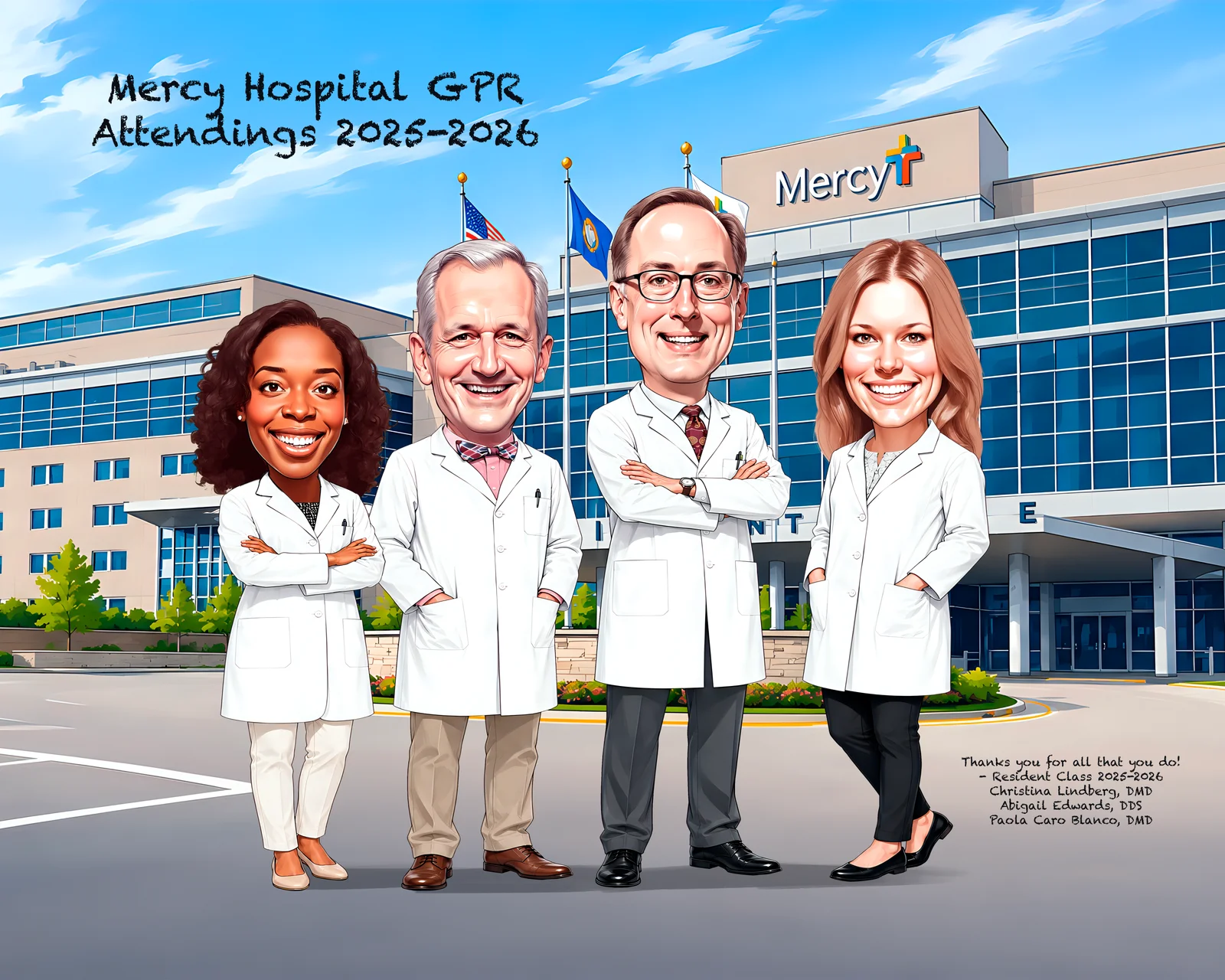Custom Medical Professional Caricature from Photo - Healing Hands Retirement Gift
