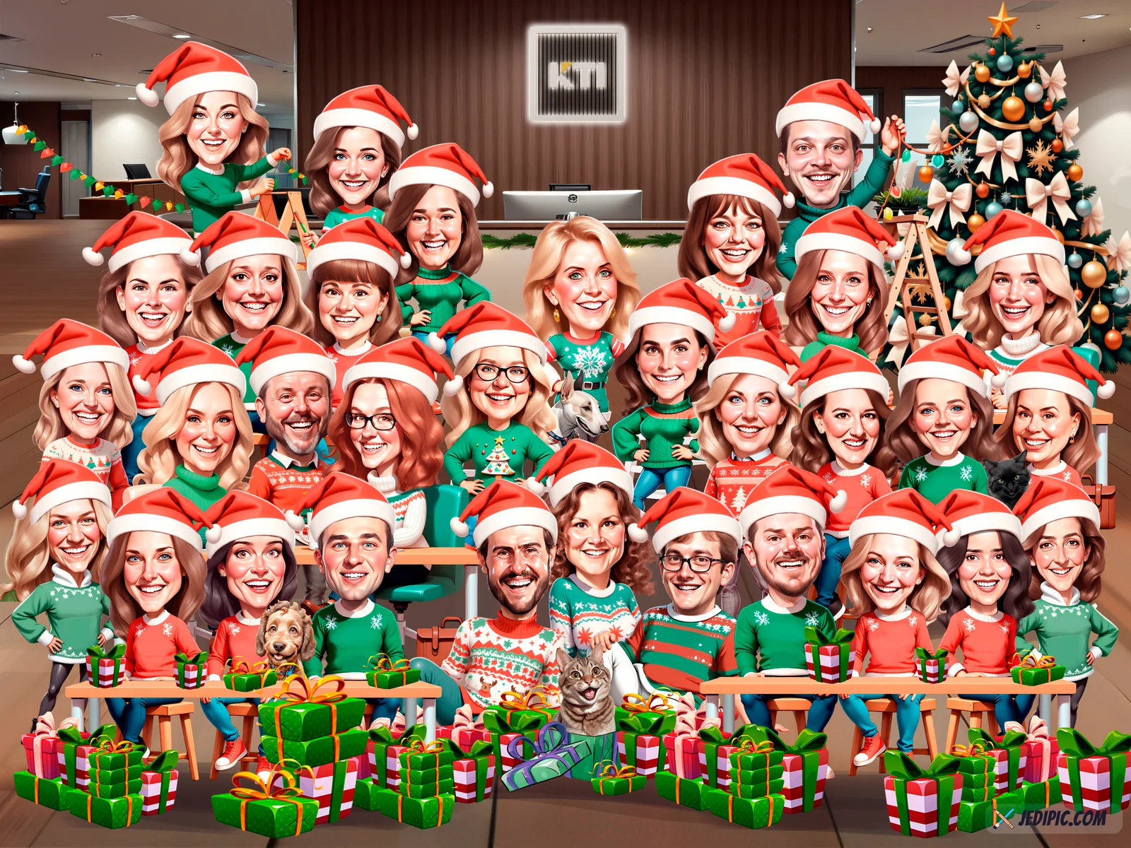 Custom Corporate Team Caricature from Photo - Company All Stars Farewell Gift