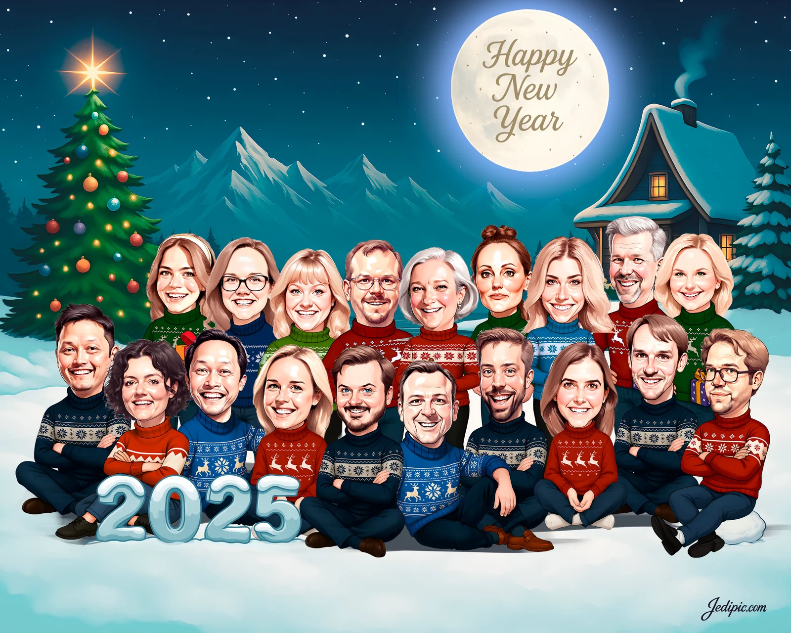 Custom Corporate Team Caricature from Photo - Boardroom Champs Retirement Gift