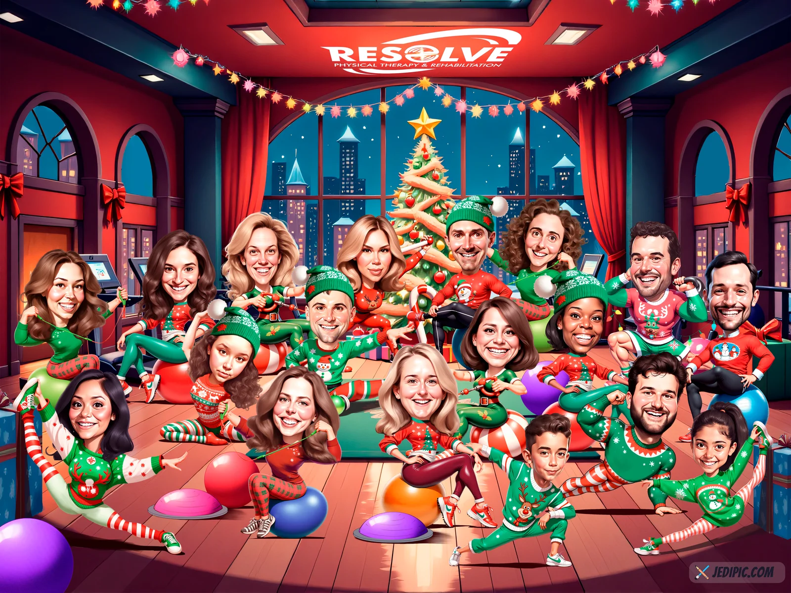 Custom Corporate Team Caricature from Photo - Team Legends Team Building Gift