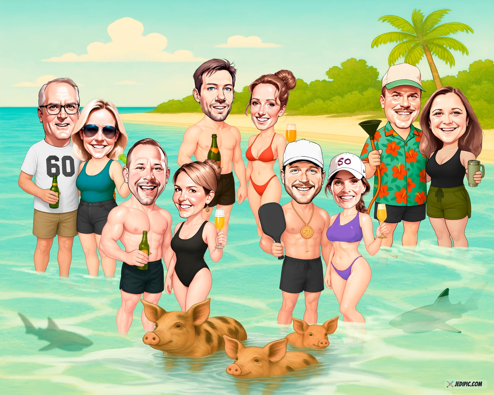 Custom Birthday Caricature from Photo - Birthday Star Milestone Birthday Gift
