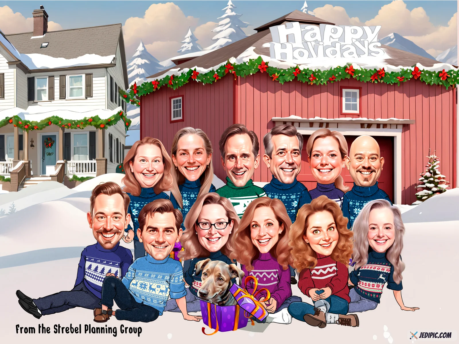 Custom Corporate Team Caricature from Photo - Team Legends Company Anniversary Gift