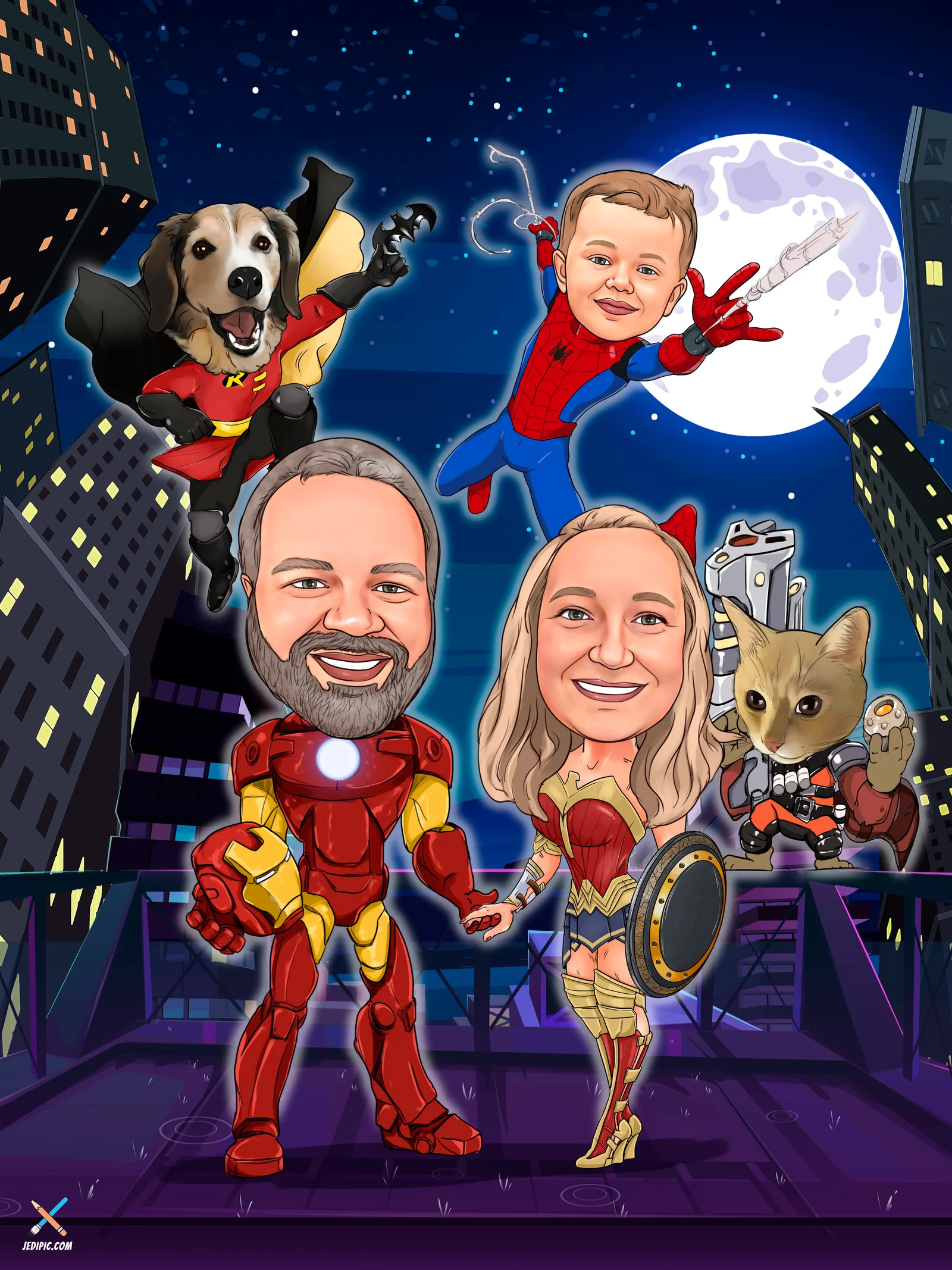Custom Superhero Caricature from Photo - Comic Legend Just Because Gift