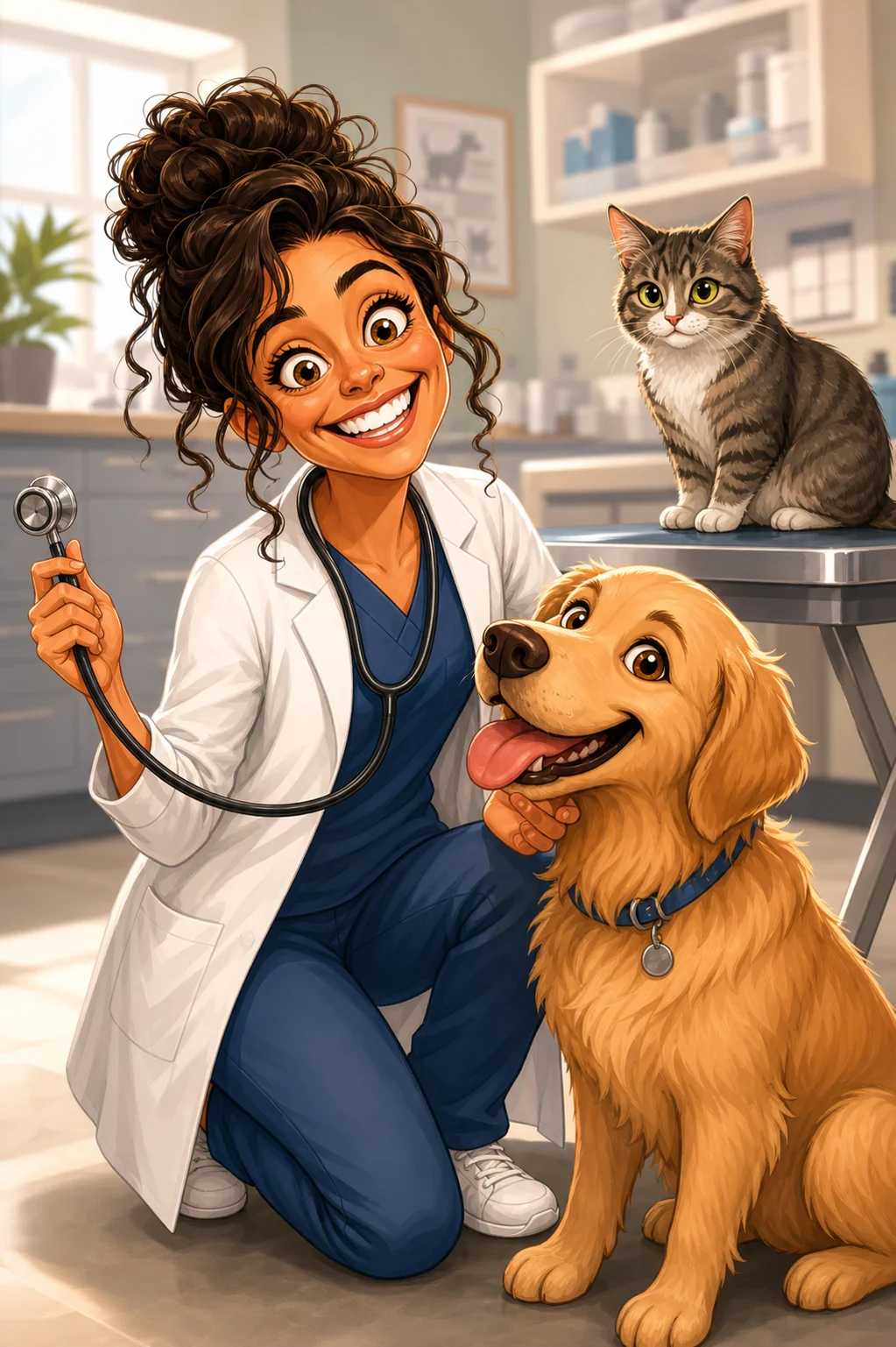 Custom Veterinarian Caricature from Photo - Vet Life Graduation Gift
