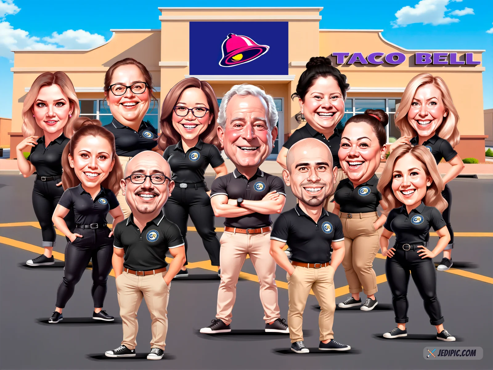 Custom Corporate Team Caricature from Photo - Team Legends Retirement Gift