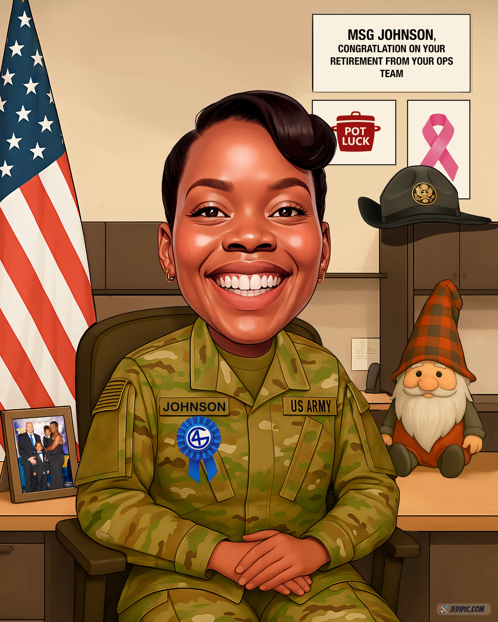 Custom Army Soldier Caricature from Photo - Ranger Pride Deployment Farewell Gift