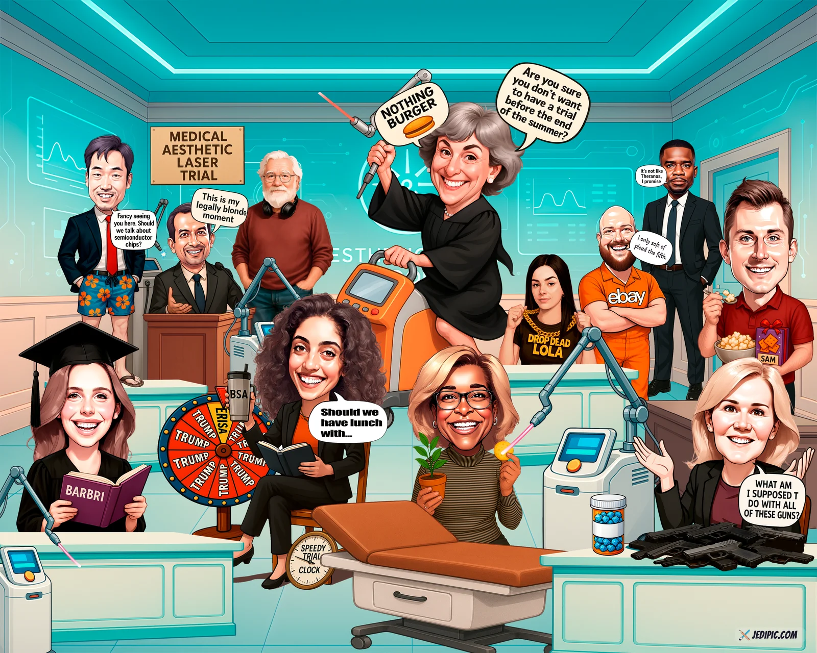 Custom Office Team Caricature from Photo - Desk Neighbors Retirement Gift