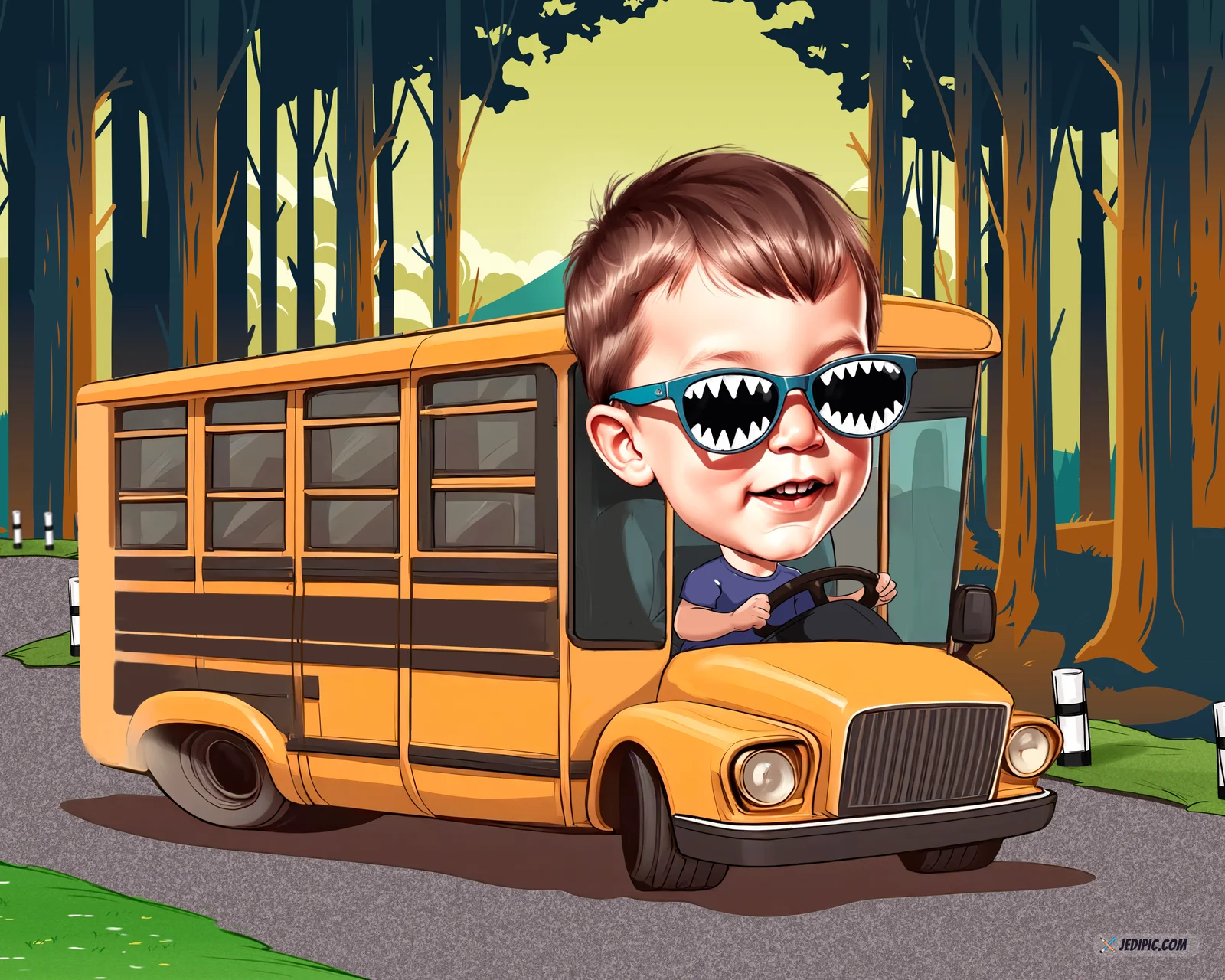 Custom Kid Portrait Caricature from Photo - Kiddo First Day Gift