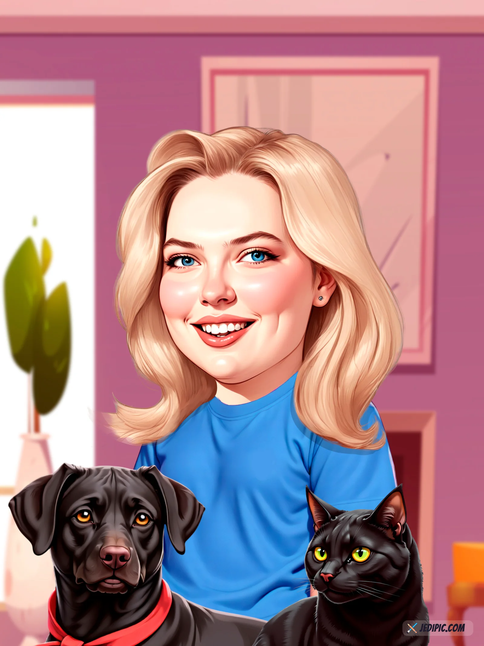 Custom Pet & Owner Caricature from Photo - Pet Parent Adoption Day Gift