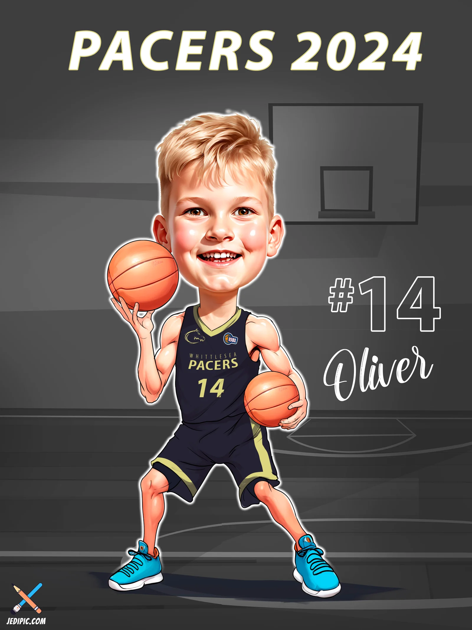Custom Basketball Player Caricature from Photo - Hoops Hero Senior Night Gift