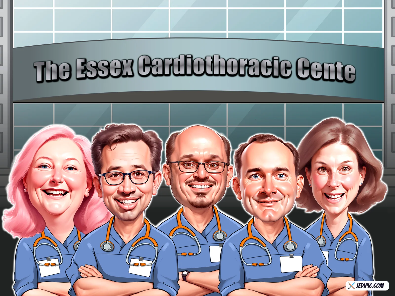 Custom Corporate Team Caricature from Photo - Company All Stars Farewell Gift v2