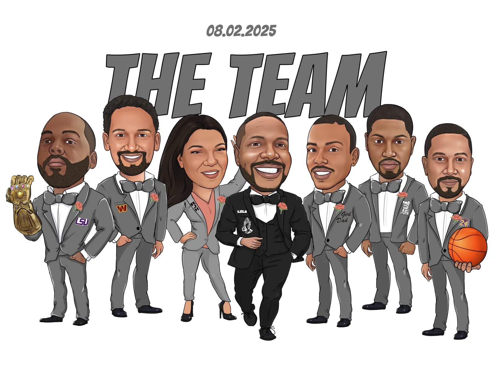 Custom Friend Group Caricature from Photo - Best Buds Birthday Gift