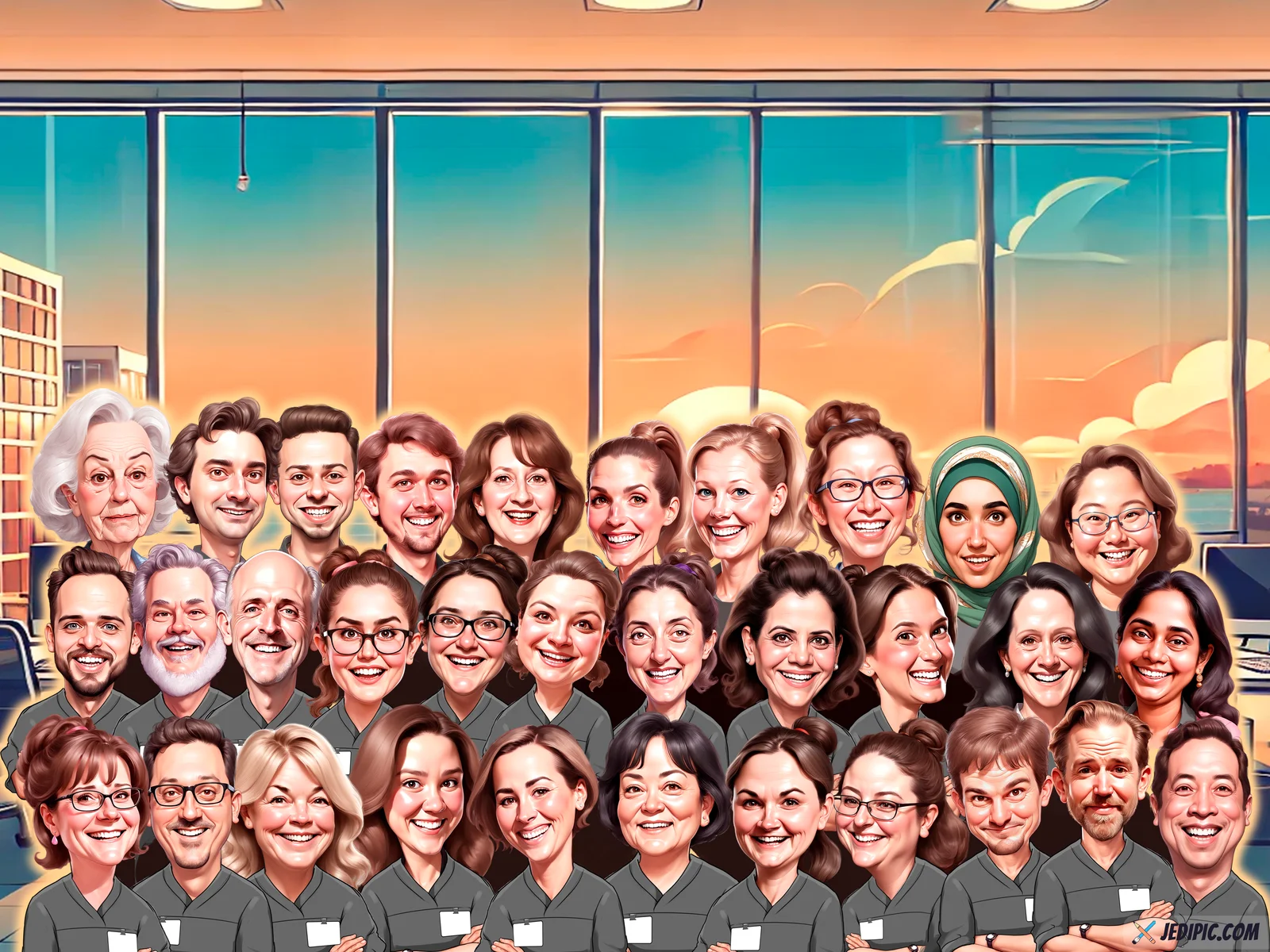 Custom Medical Professional Caricature from Photo - Care Team Hero Farewell Gift v2