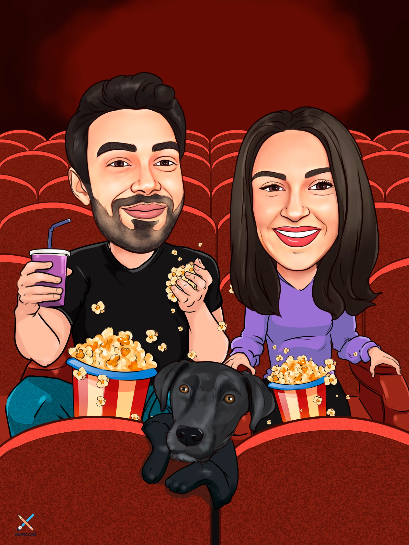Custom Pet & Owner Caricature from Photo - Furry Family Just Because Gift