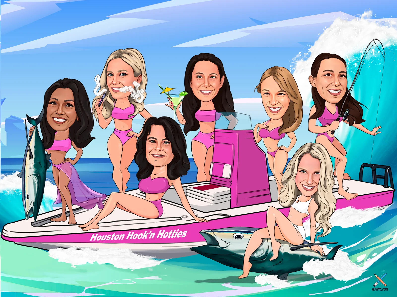 Custom Bachelorette Party Caricature from Photo - Bride Tribe Wedding Gift