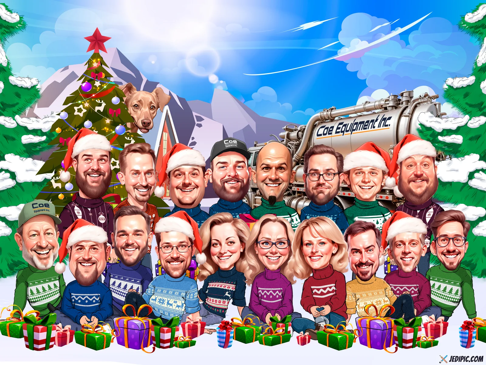 Custom Corporate Team Caricature from Photo - Office Squad Retirement Gift