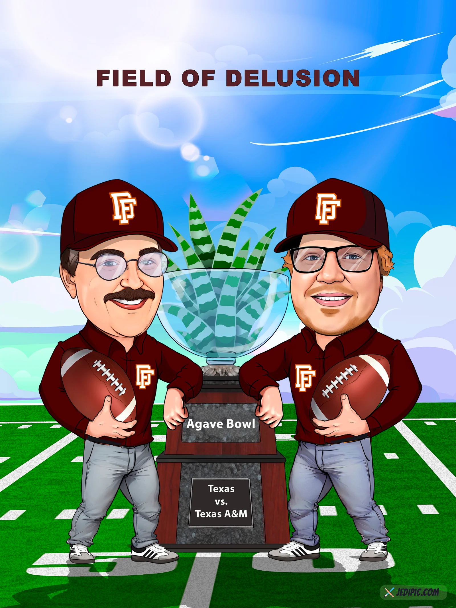Custom Football Player Caricature from Photo - Blitz Coach Farewell Gift