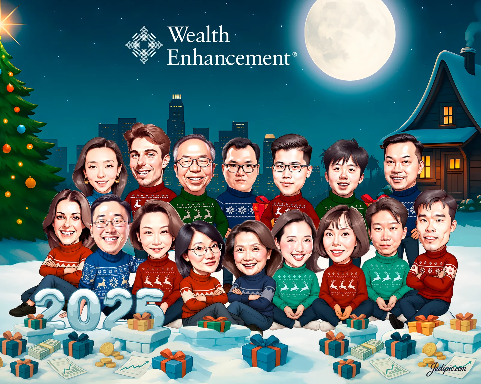 Custom Corporate Team Caricature from Photo - Office Squad Farewell Gift