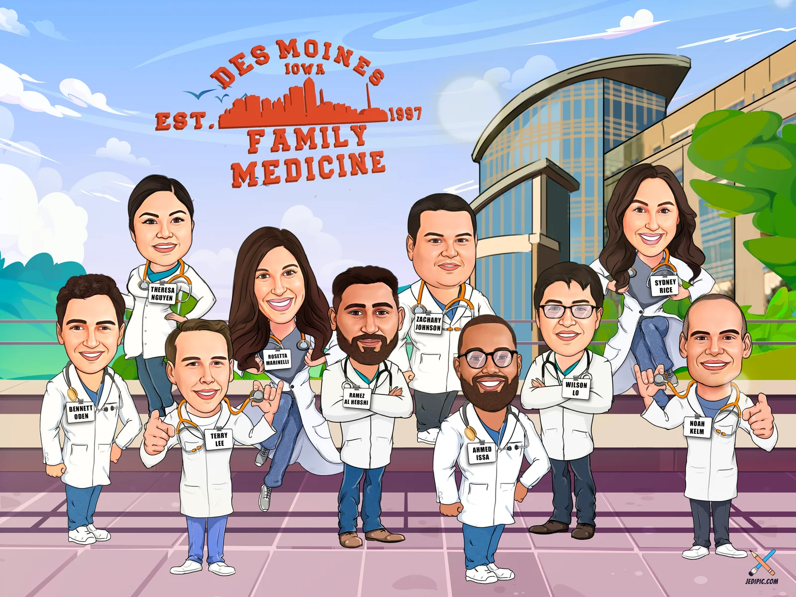 Custom Doctor Caricature from Photo - Bedside Manner Match Day Gift