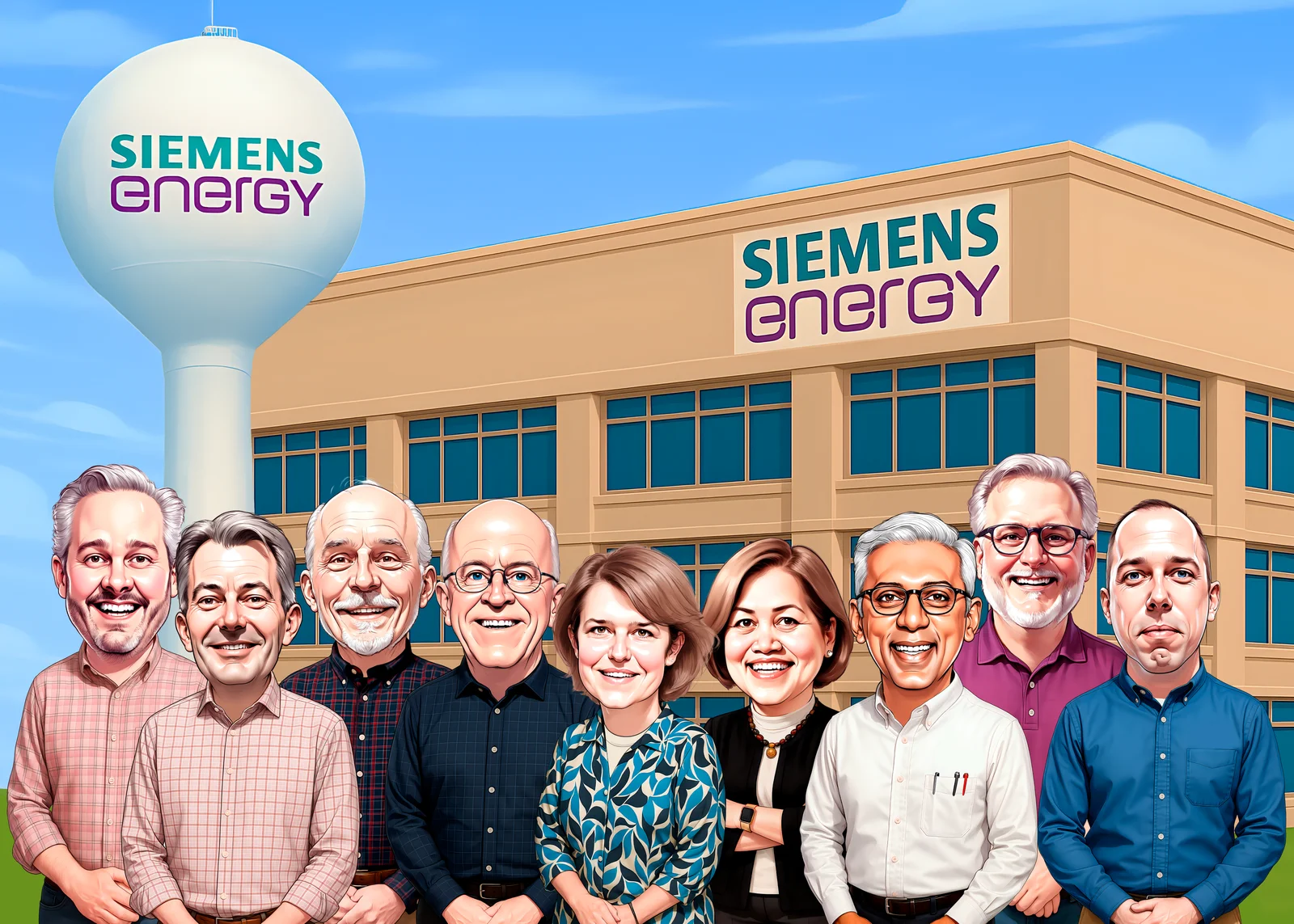 Custom Corporate Team Caricature from Photo - Company All Stars Farewell Gift v3