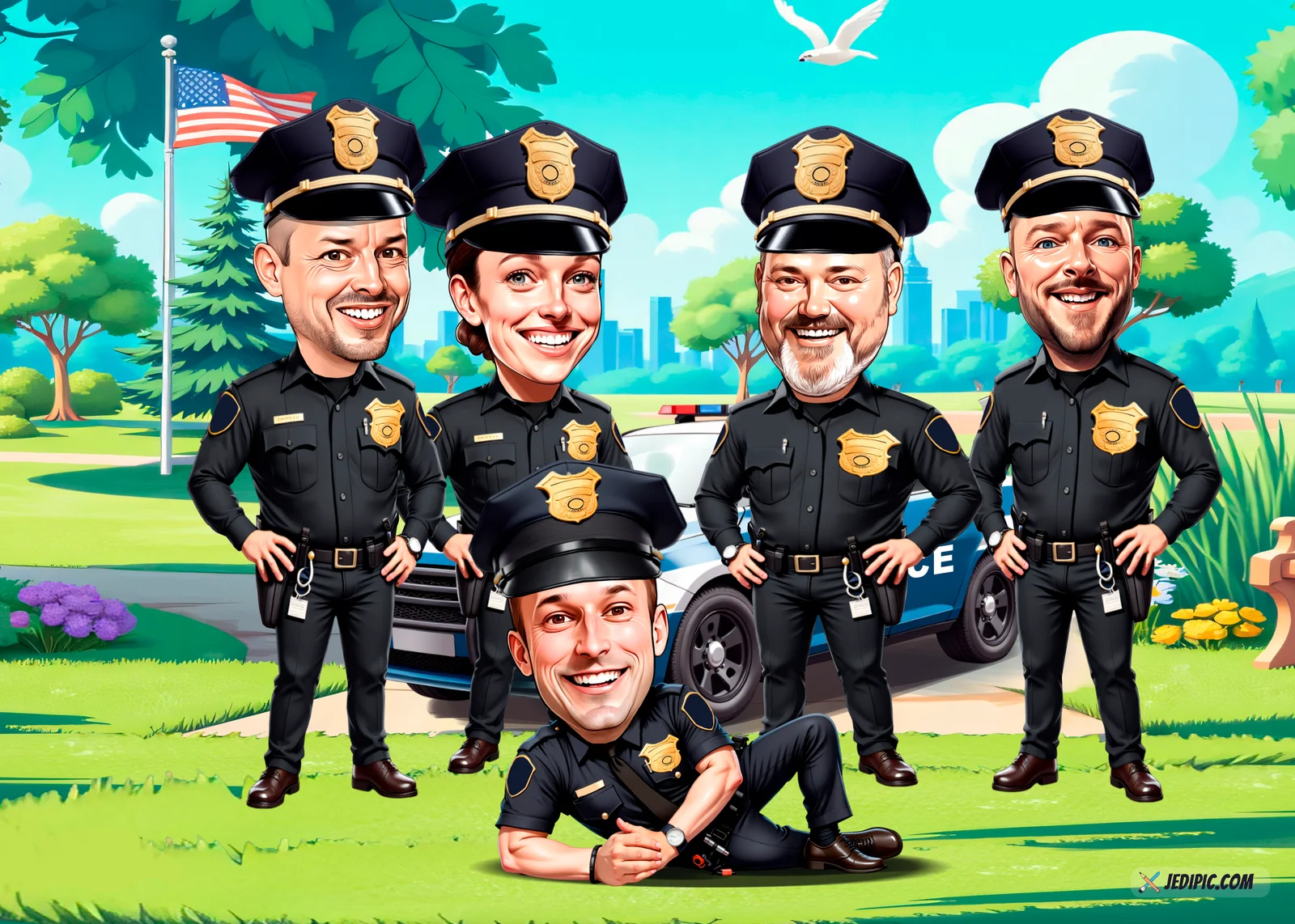 Custom Police Officer Caricature from Photo - Sheriff Pride Farewell Gift