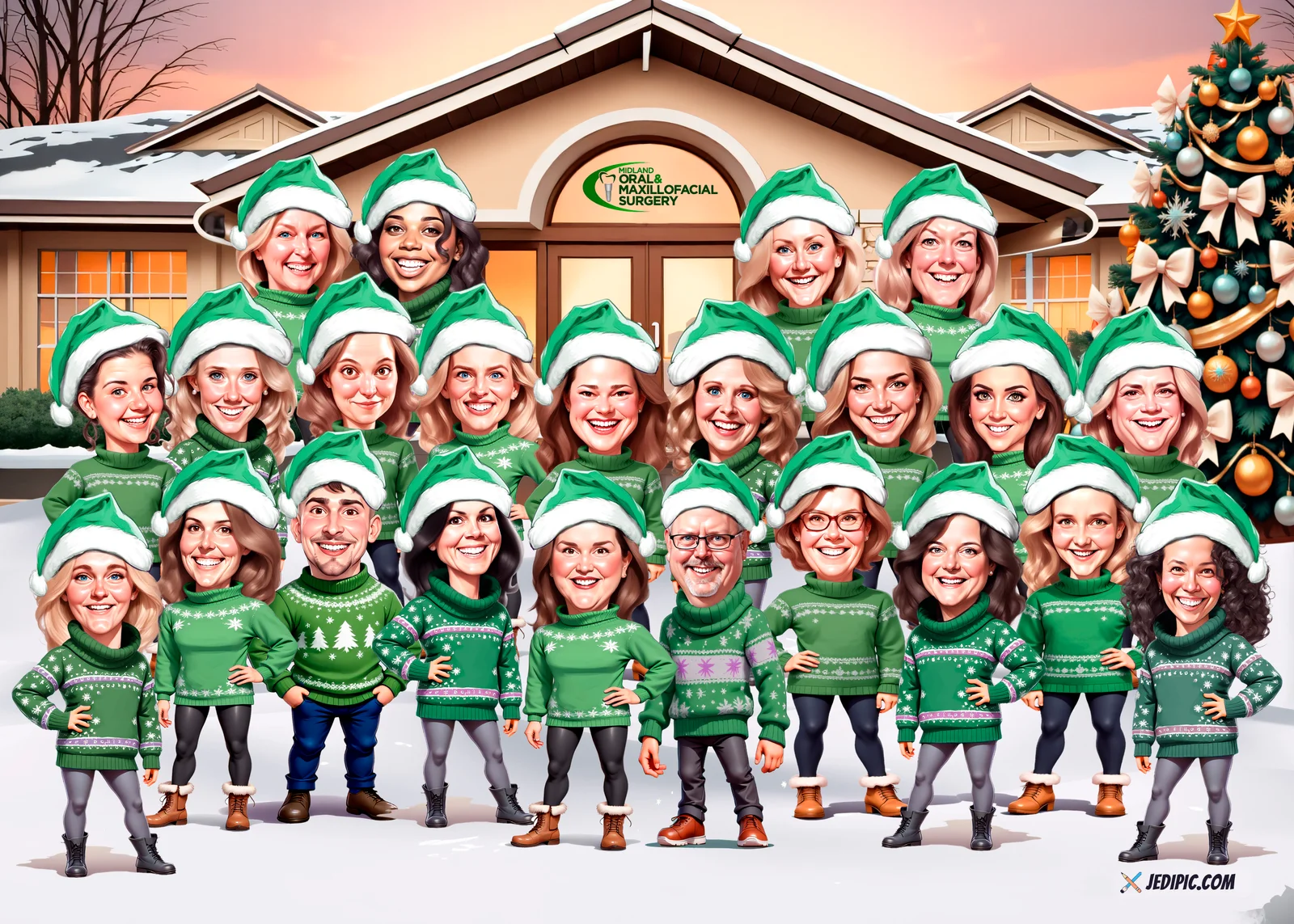 Custom Corporate Team Caricature from Photo - Team Legends Retirement Gift v3