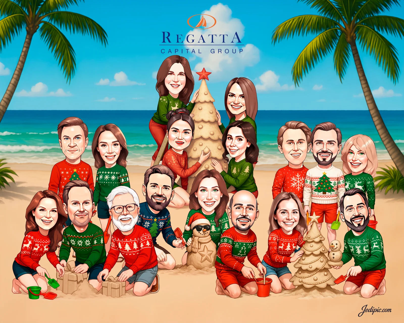 Custom Corporate Team Caricature from Photo - Office Squad Team Building Gift