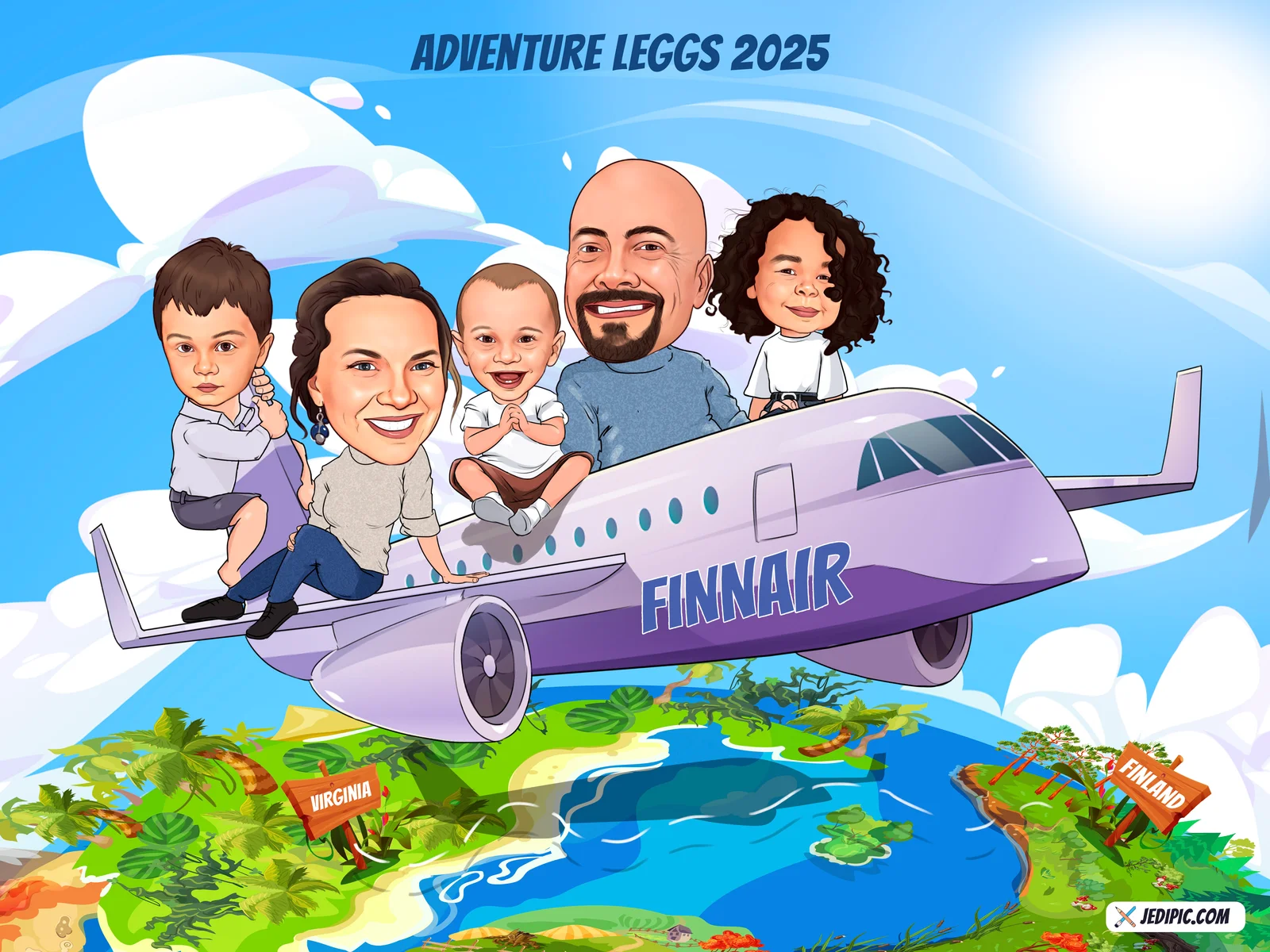 Custom Family Caricature from Photo - Generations Housewarming Gift
