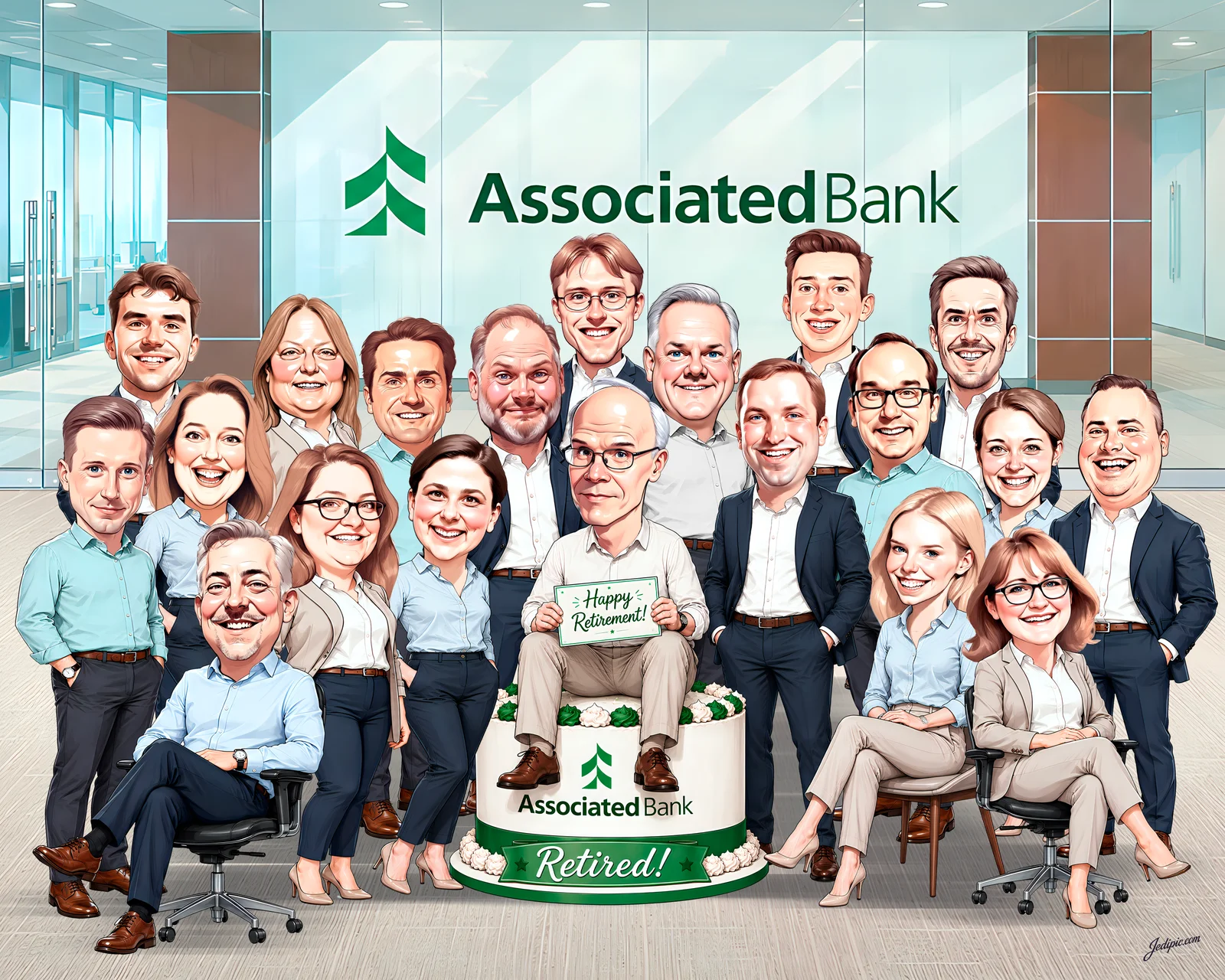 Custom Retirement Caricature from Photo - Golden Years Farewell Retirement Coworker Gift