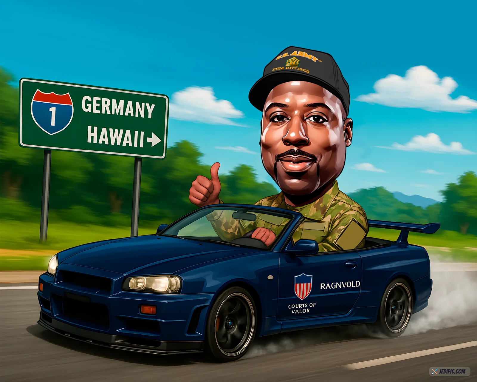 Custom Army Caricature from Photo - Deployment Ready Soldier Military Homecoming Gift
